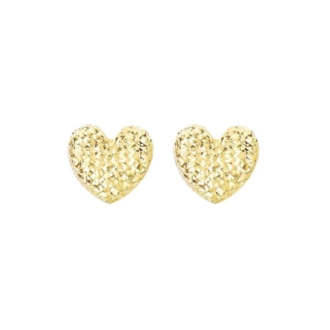 Puffy Crystal Cut Heart Studs