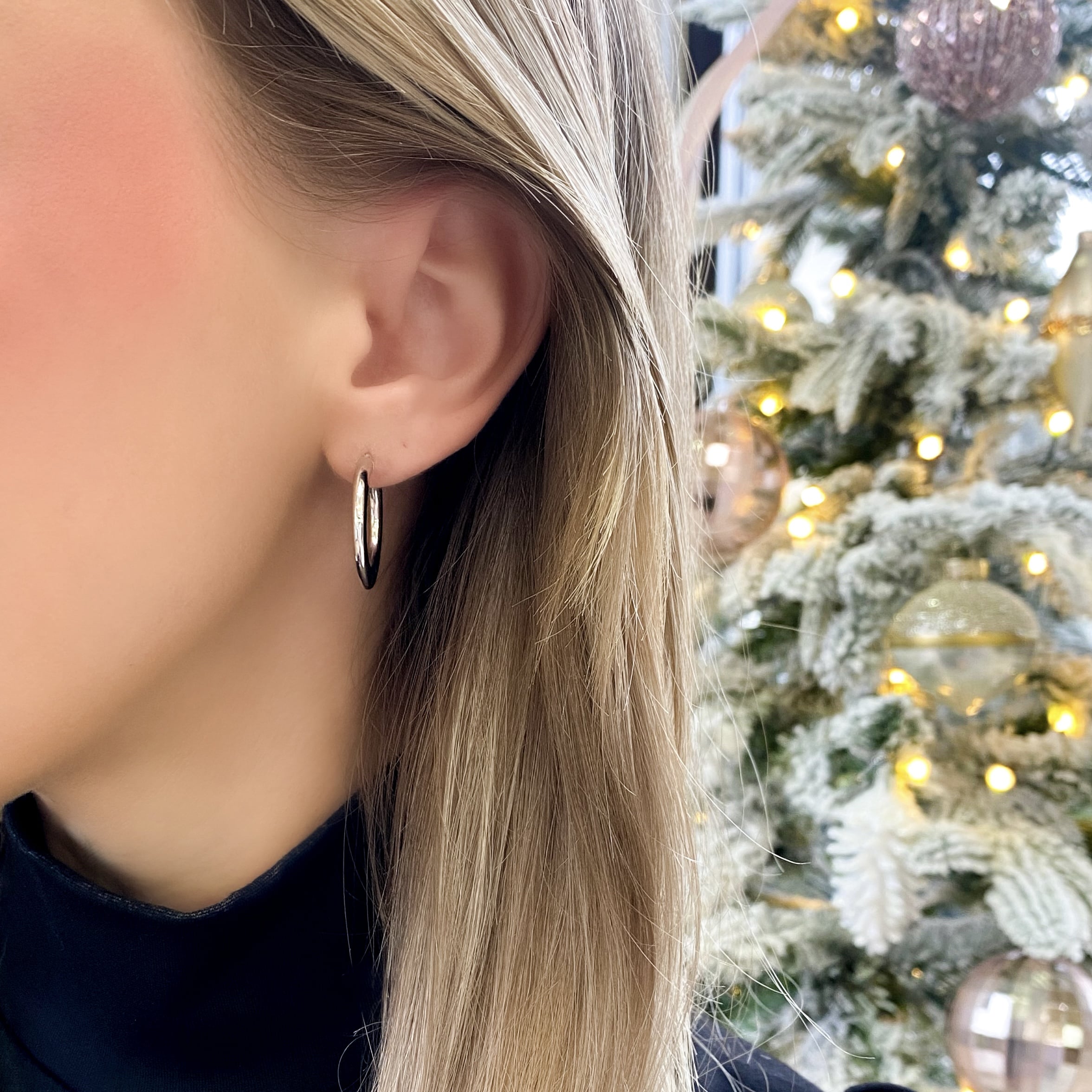 Flat White Gold Hoops