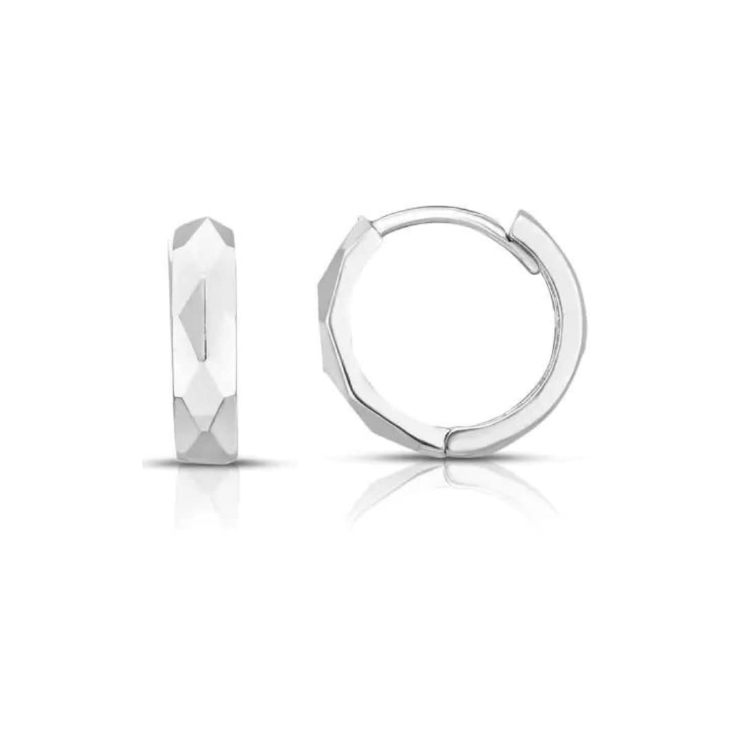 White Gold Faceted Huggies
