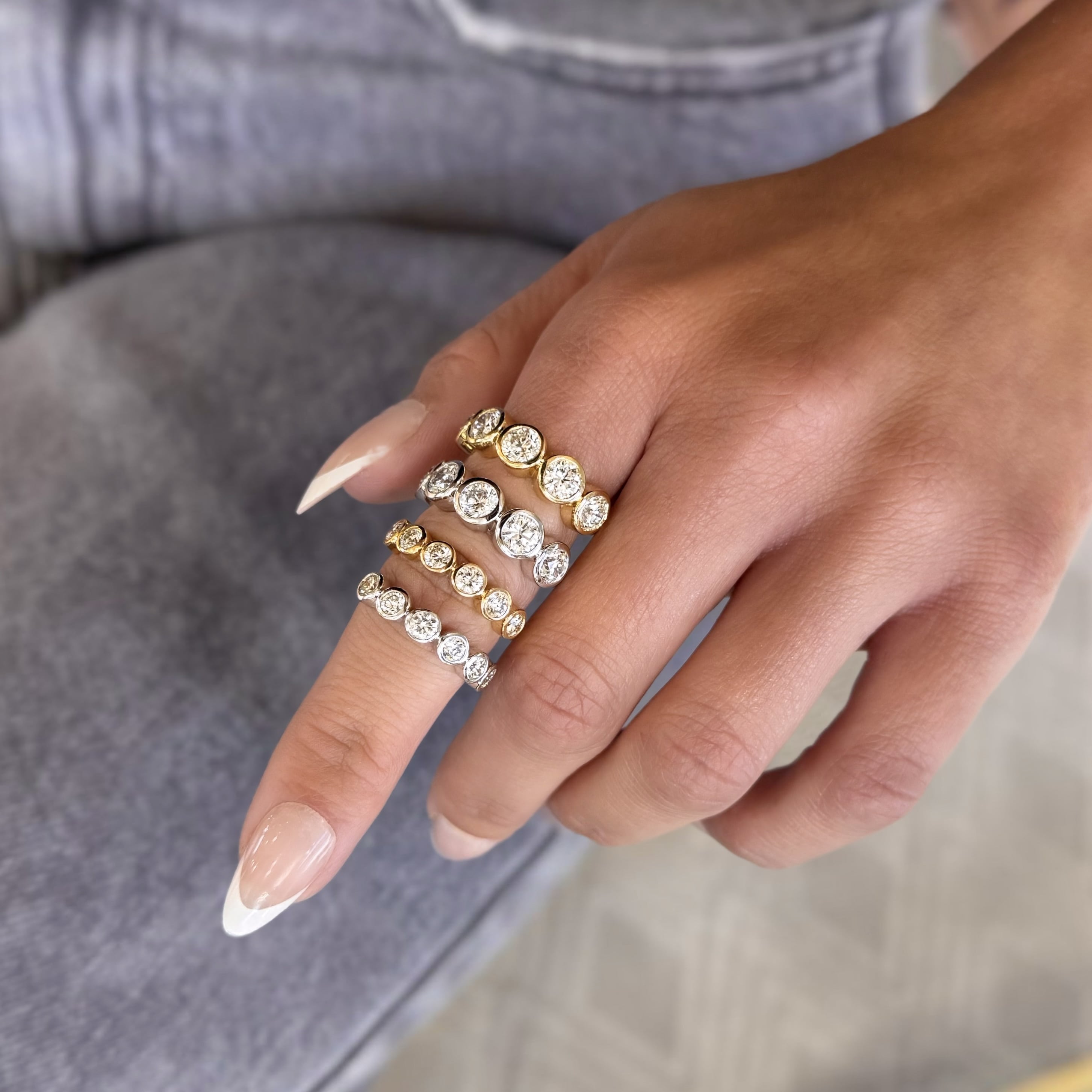 5 Stone Diamond Bezel Band