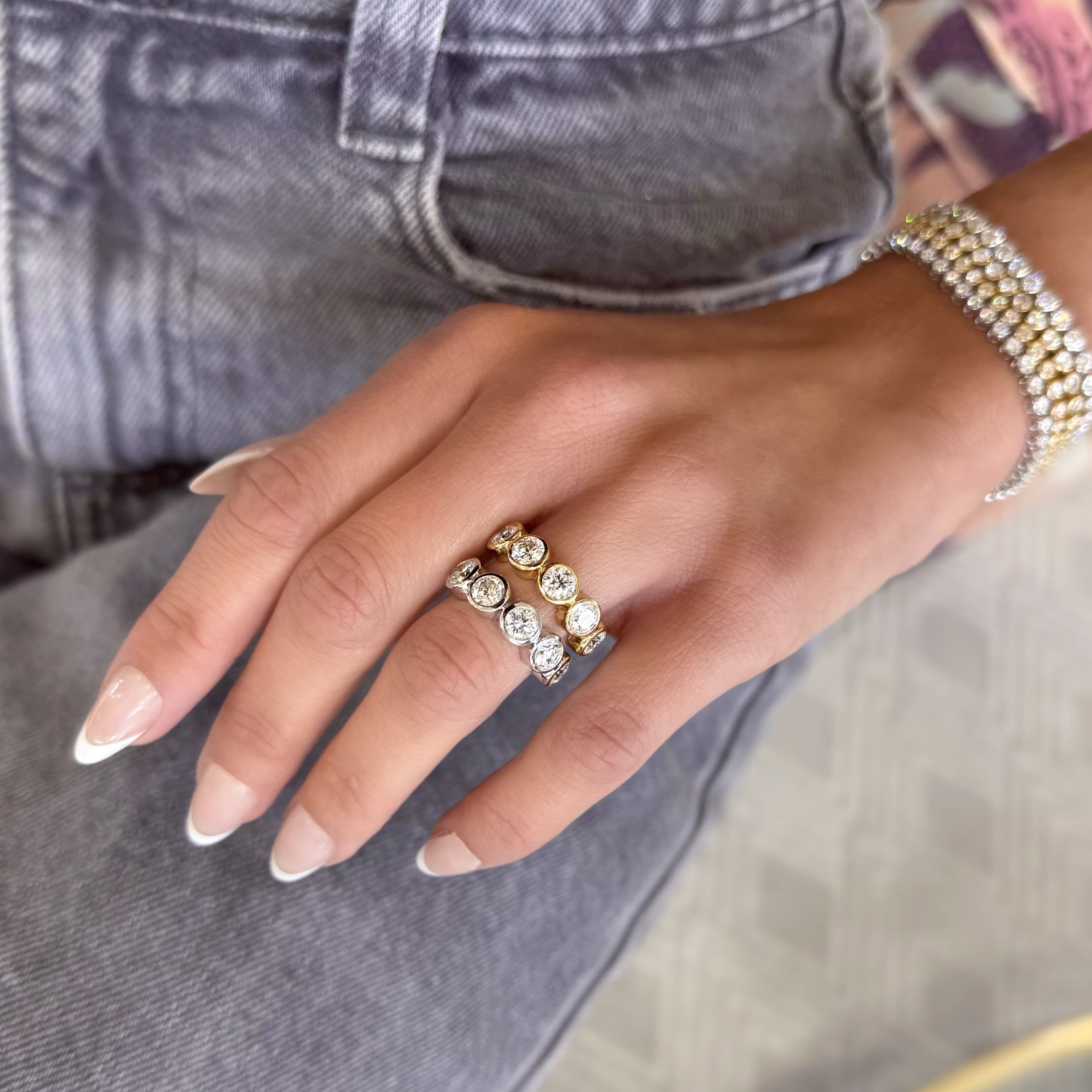 5 Stone Diamond Bezel Band