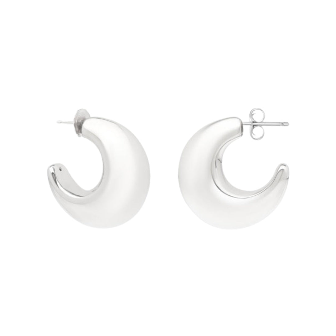 Small Sterling Silver Puffed Hoops