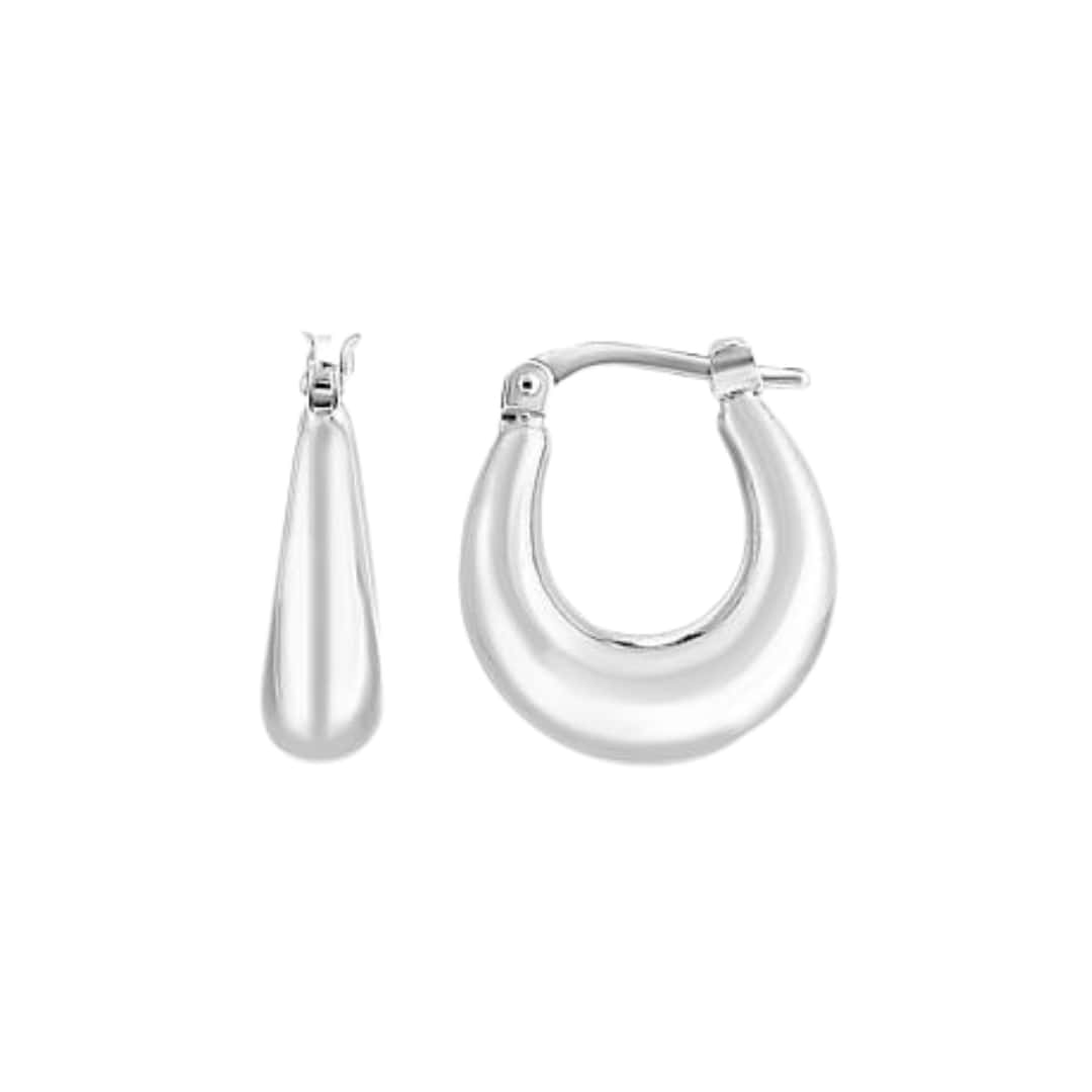Mini Puffy Sterling Silver Hoops