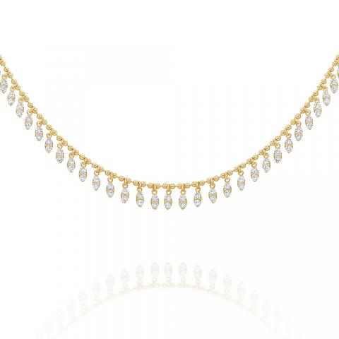 Marquise Diamond Fringe Beaded Necklace
