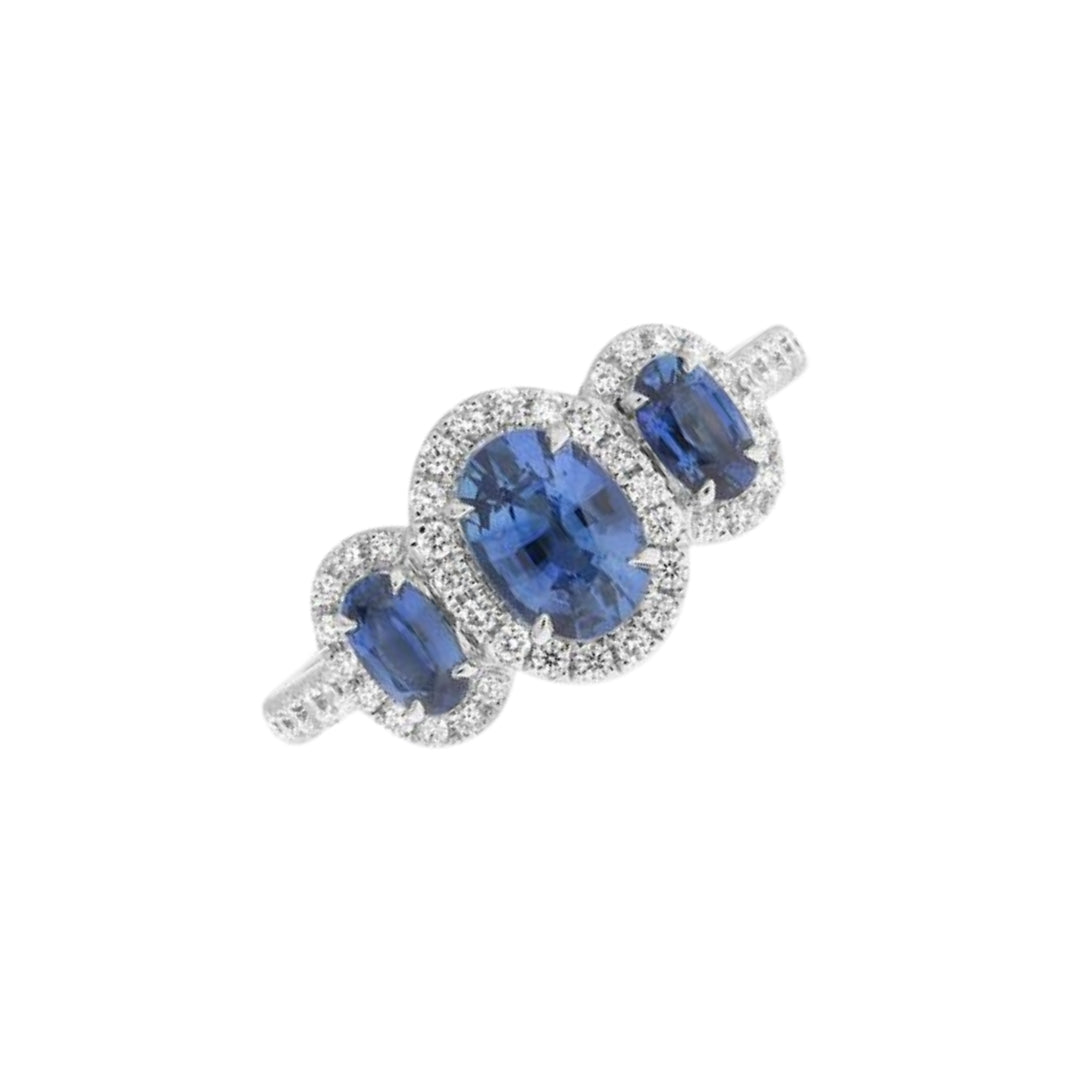 3 Stone Sapphire and Diamond Ring
