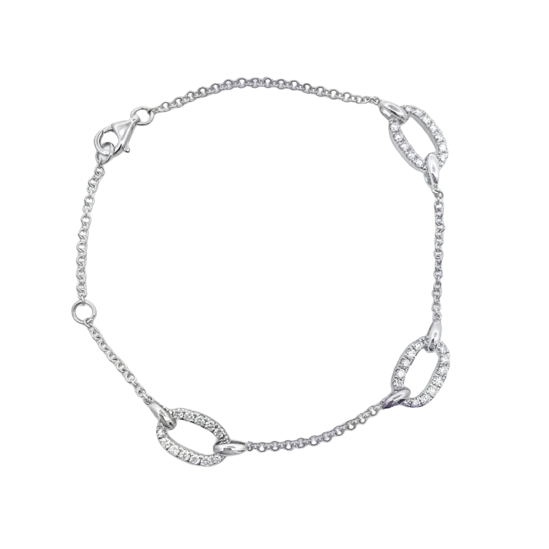 Pave Diamond Oval Link Bracelet