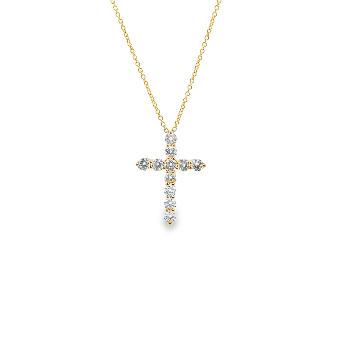 YELLOW GOLD DIAMOND CROSS NECKLACE