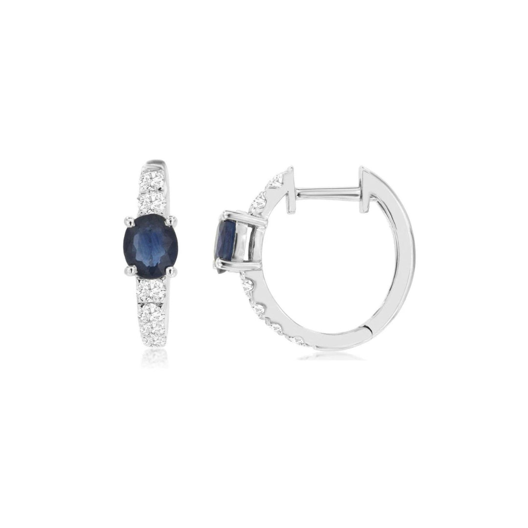 Oval Sapphire and Diamond Huggies