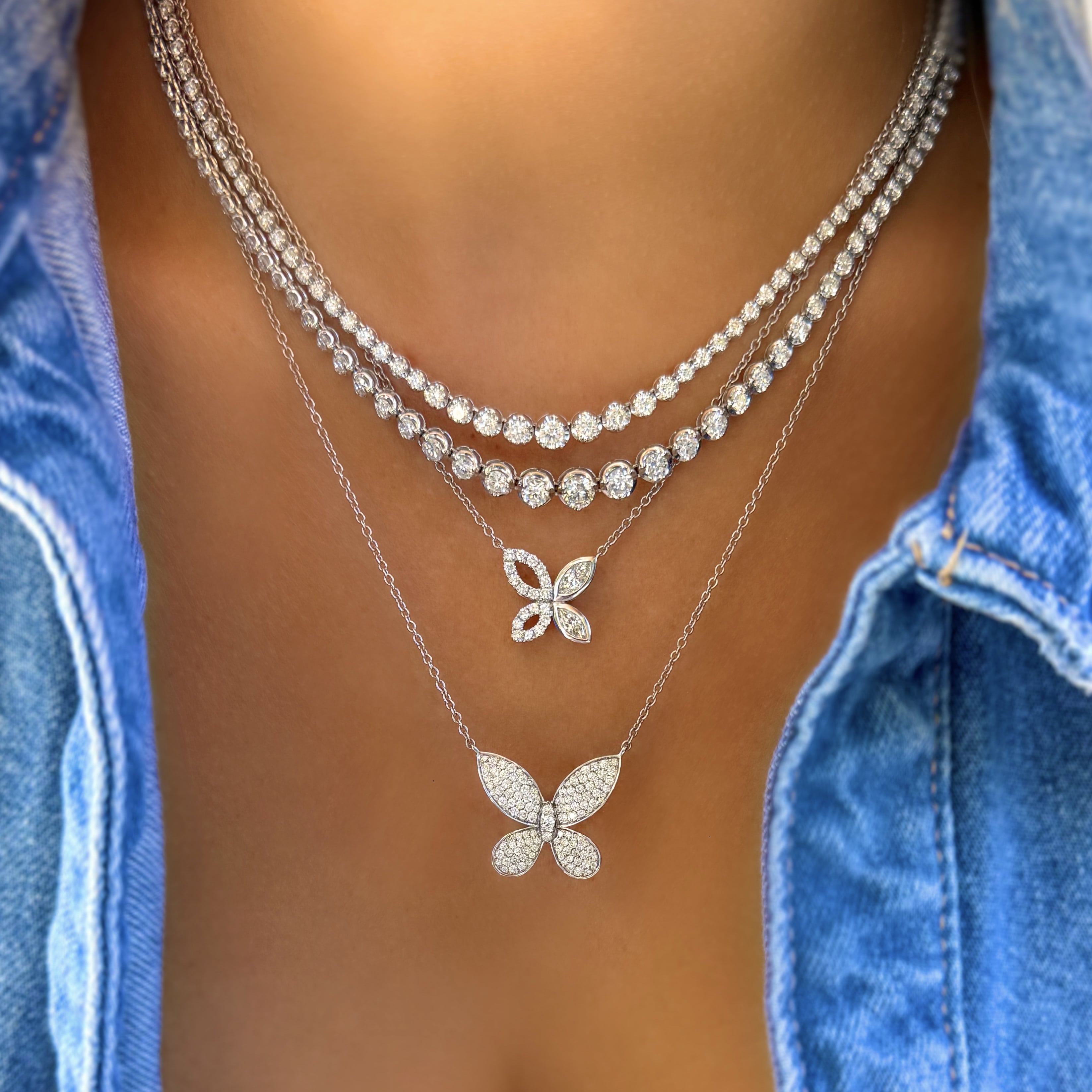 Pave Diamond Butterfly Necklace