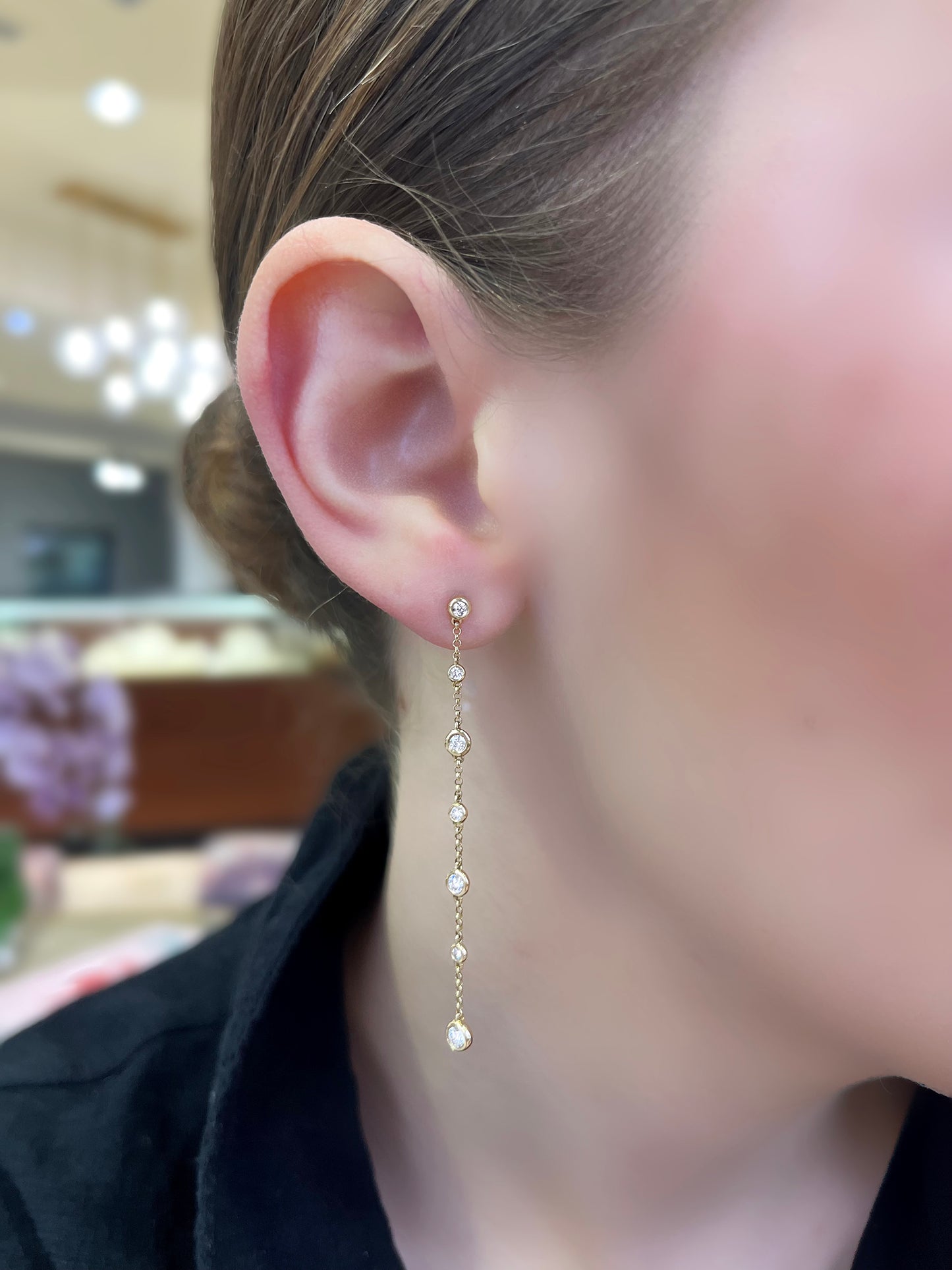 Diamond Drop Station Earrings