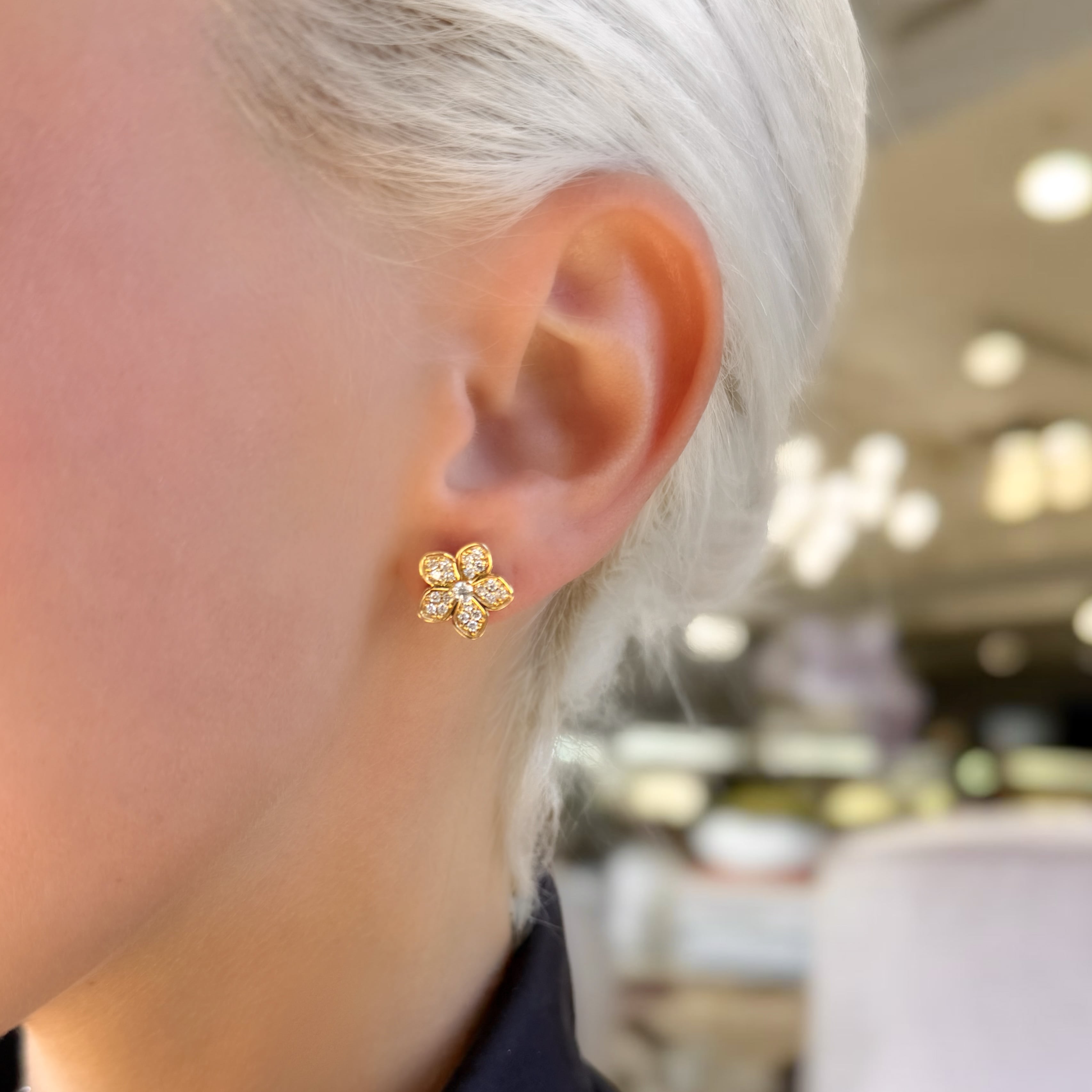 Pave Diamond Flower Earrings