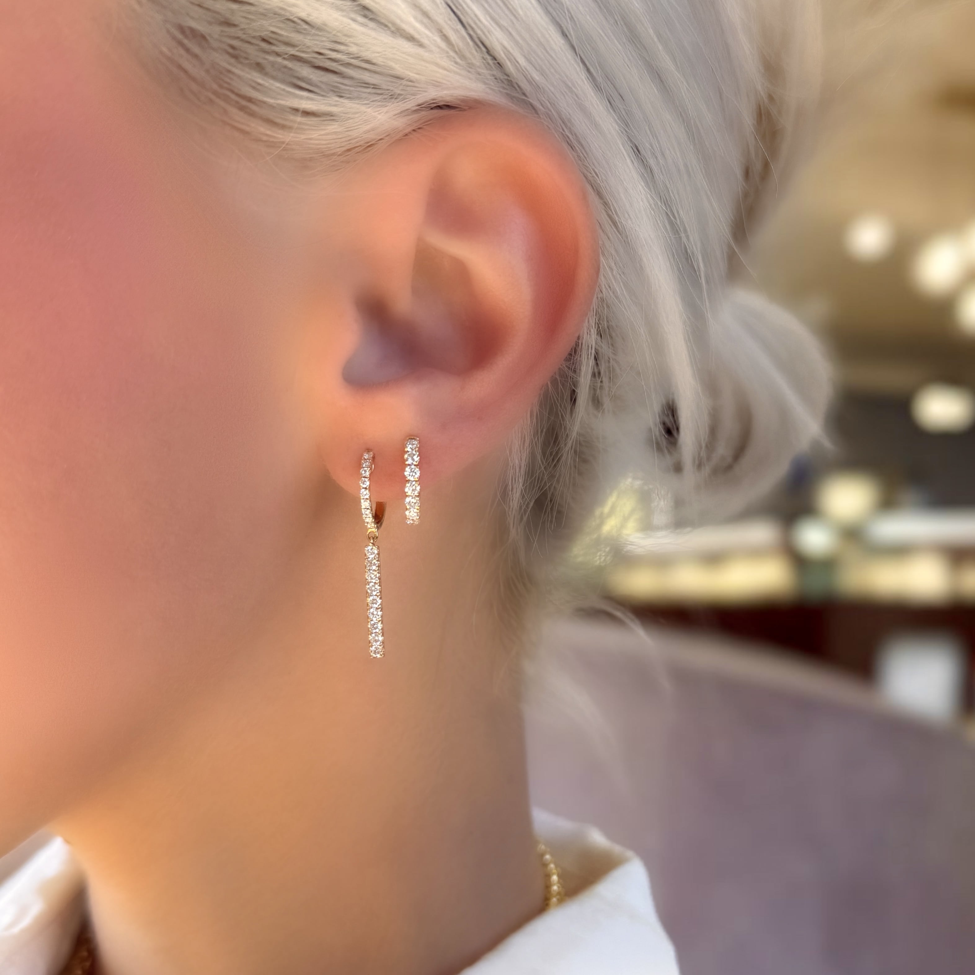 Diamond Drop Bar Huggies