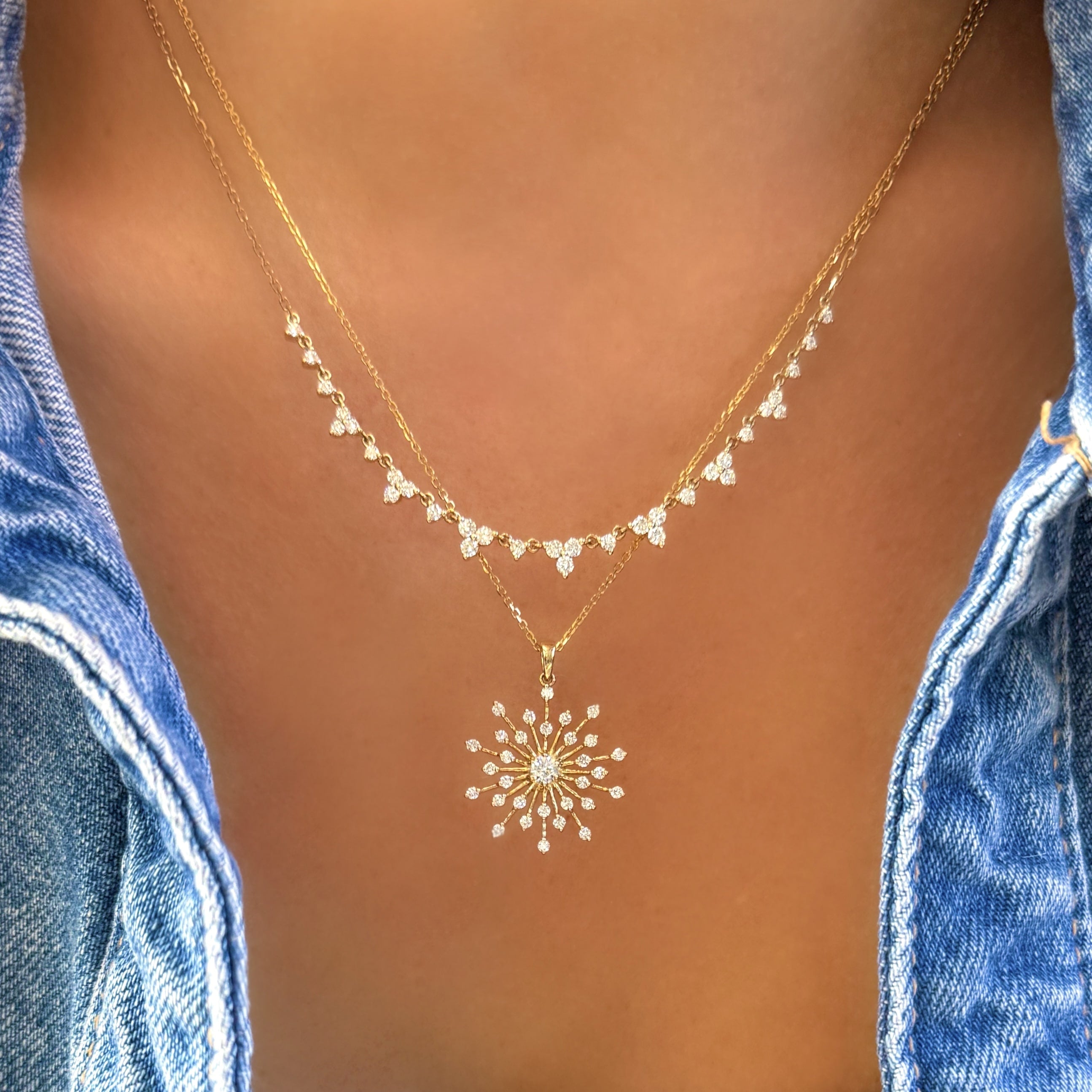Diamond Starburst Pendant Necklace