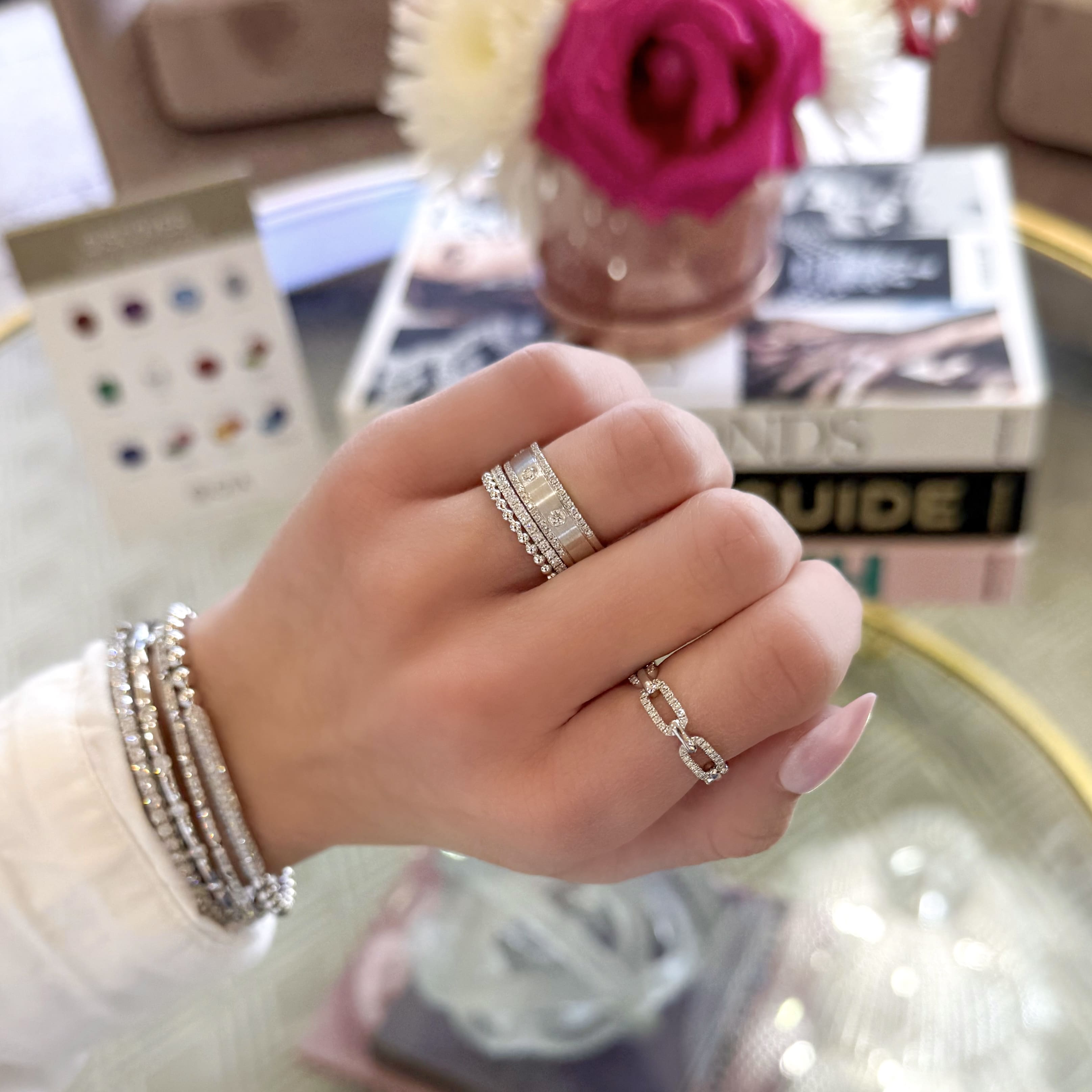 Diamond Chain Link Ring