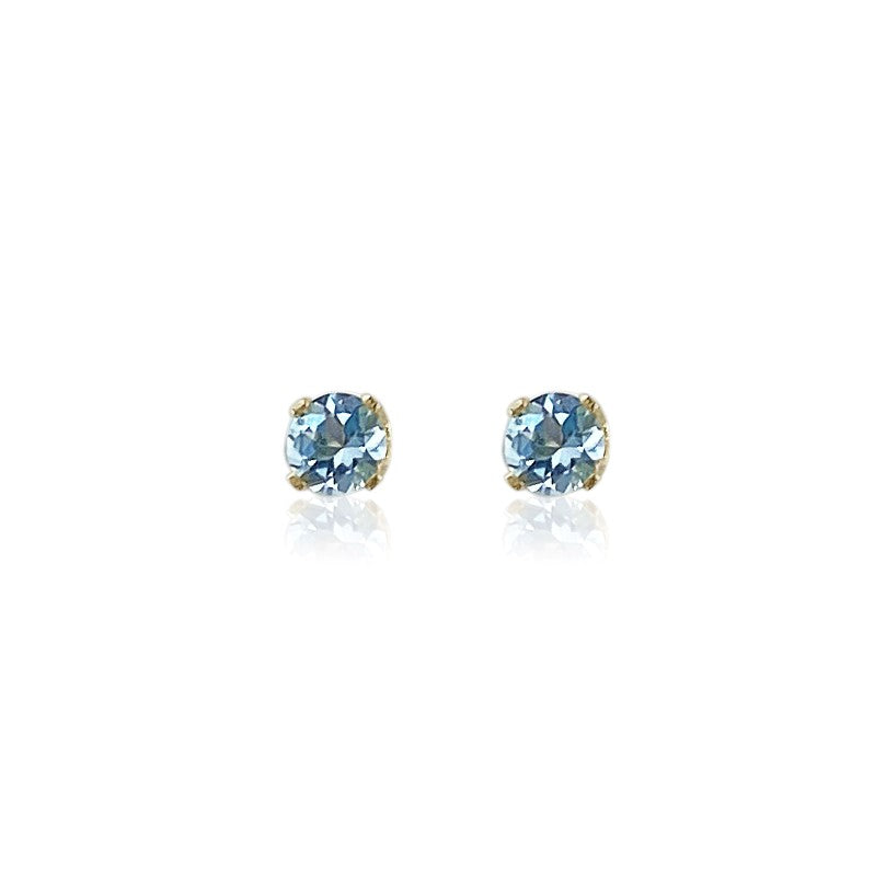 MARCH AQUAMARINE 4MM BIRTHSTONE STUDS
