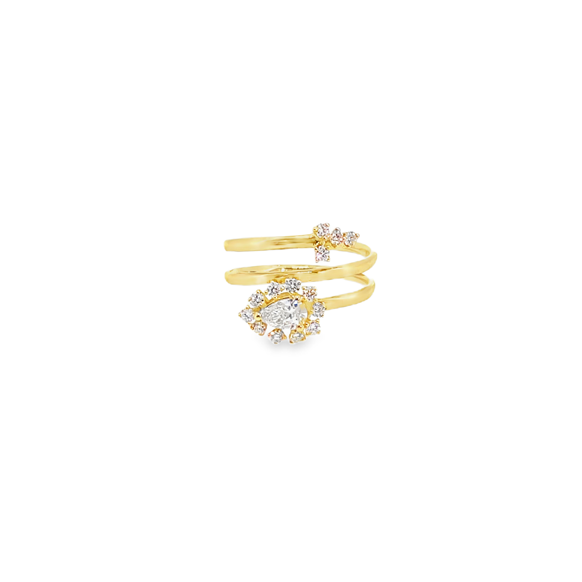 Yellow Gold Diamond Spiral Wrap Ring