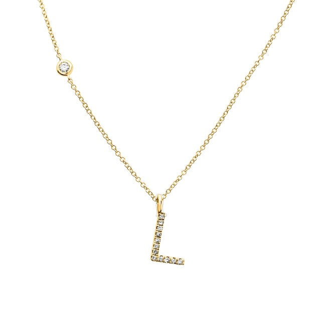 DIAMOND INITIAL "L" PENDANT NECKLACE