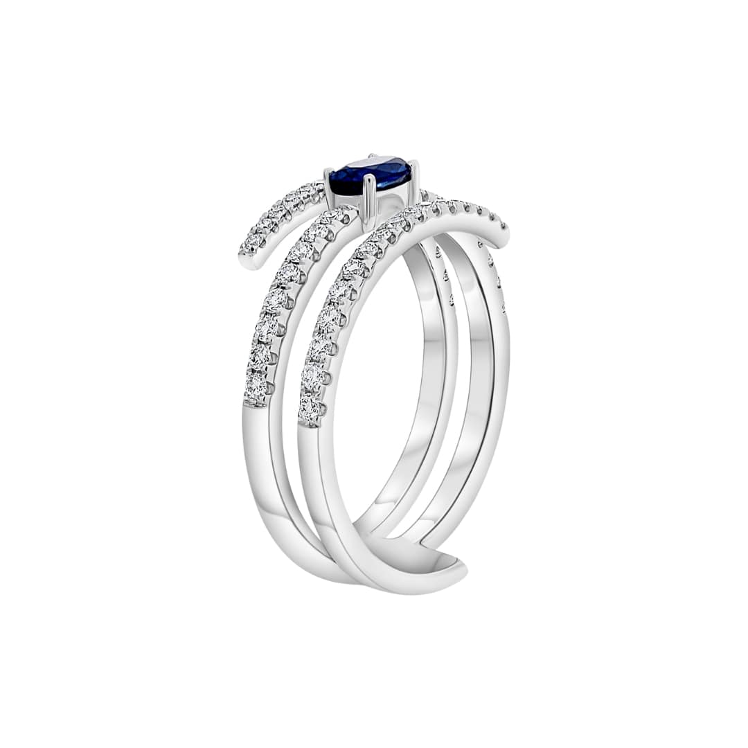 Oval Sapphire and Diamond Wrap Ring