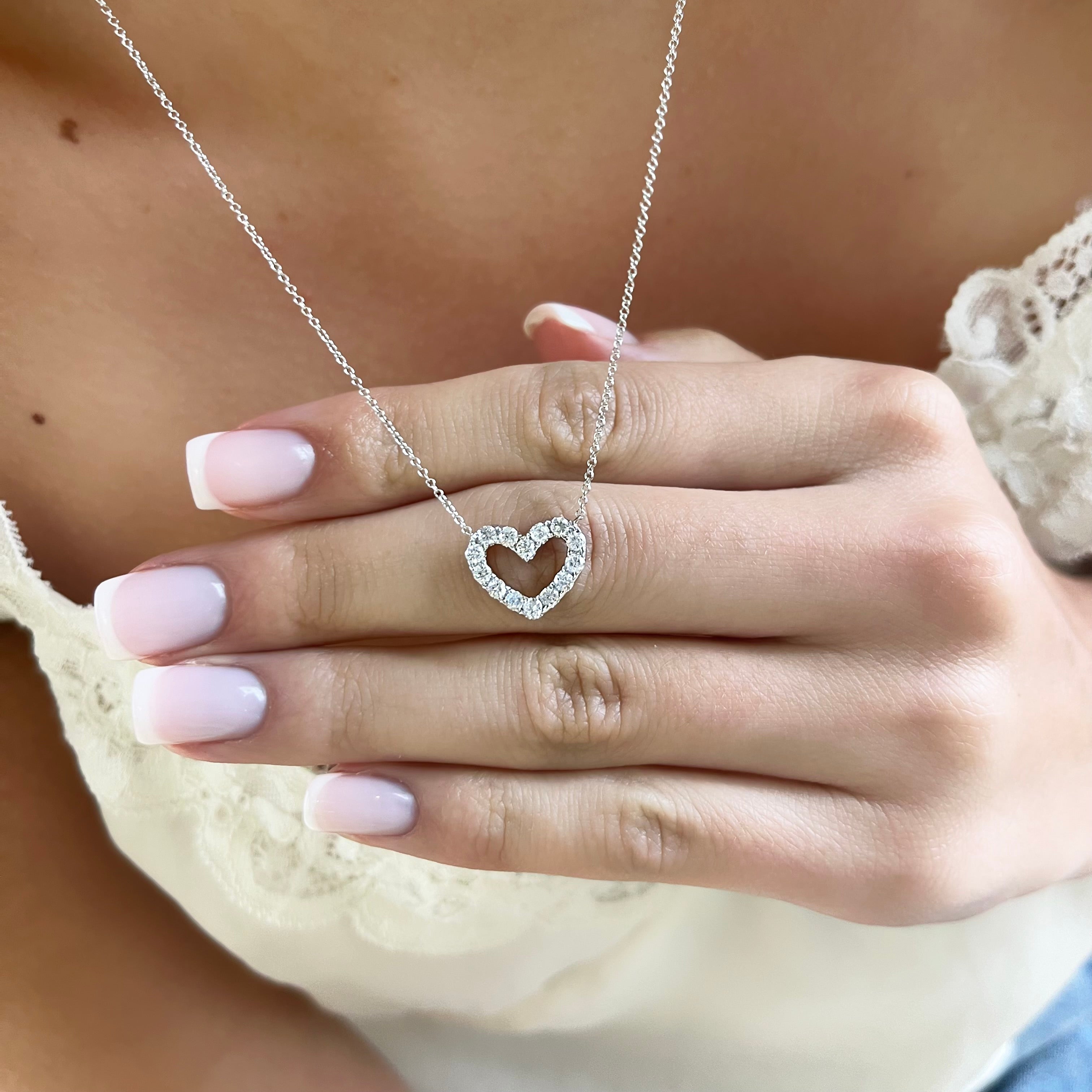 Small Open Heart Diamond Necklace