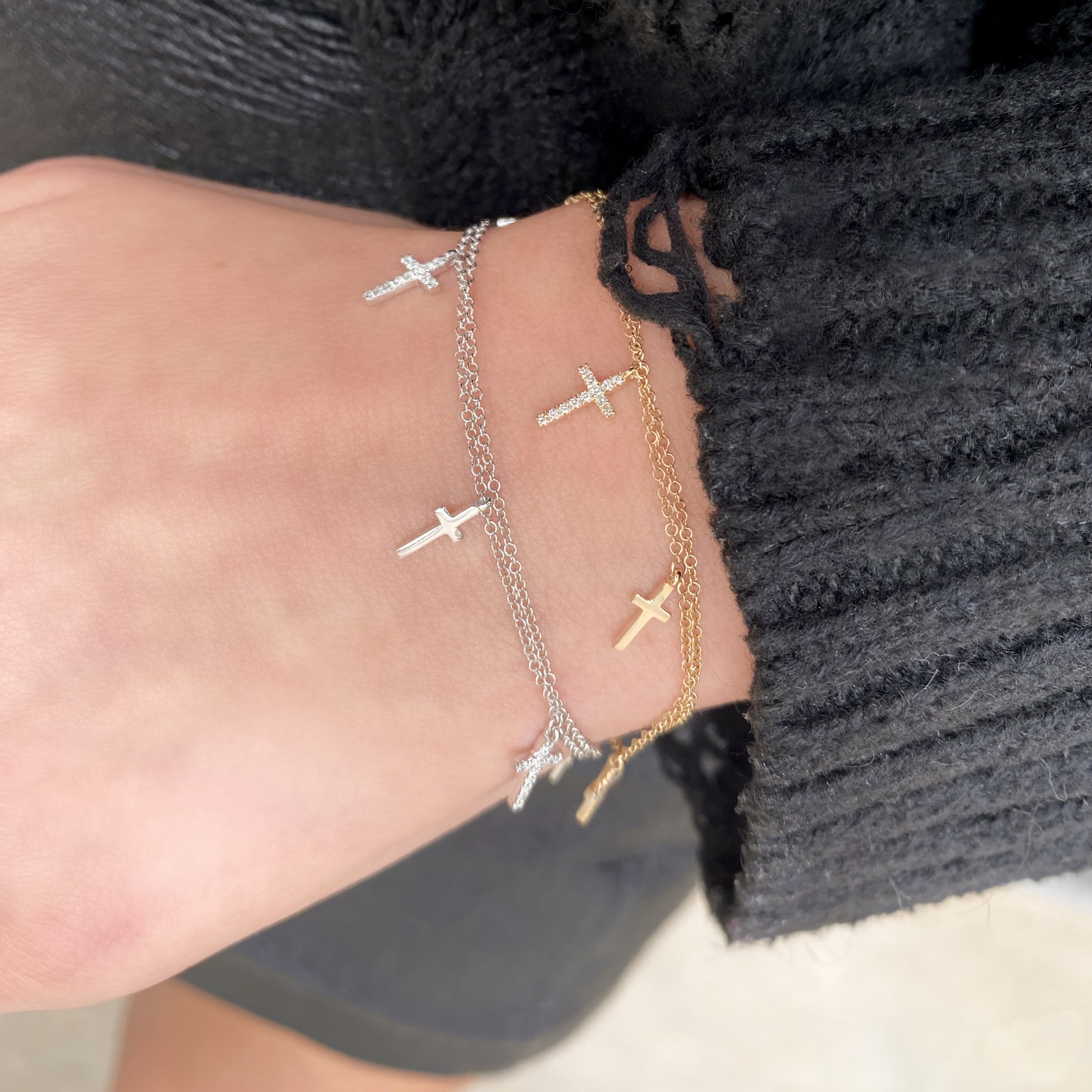 Diamond Cross Charm Bracelet