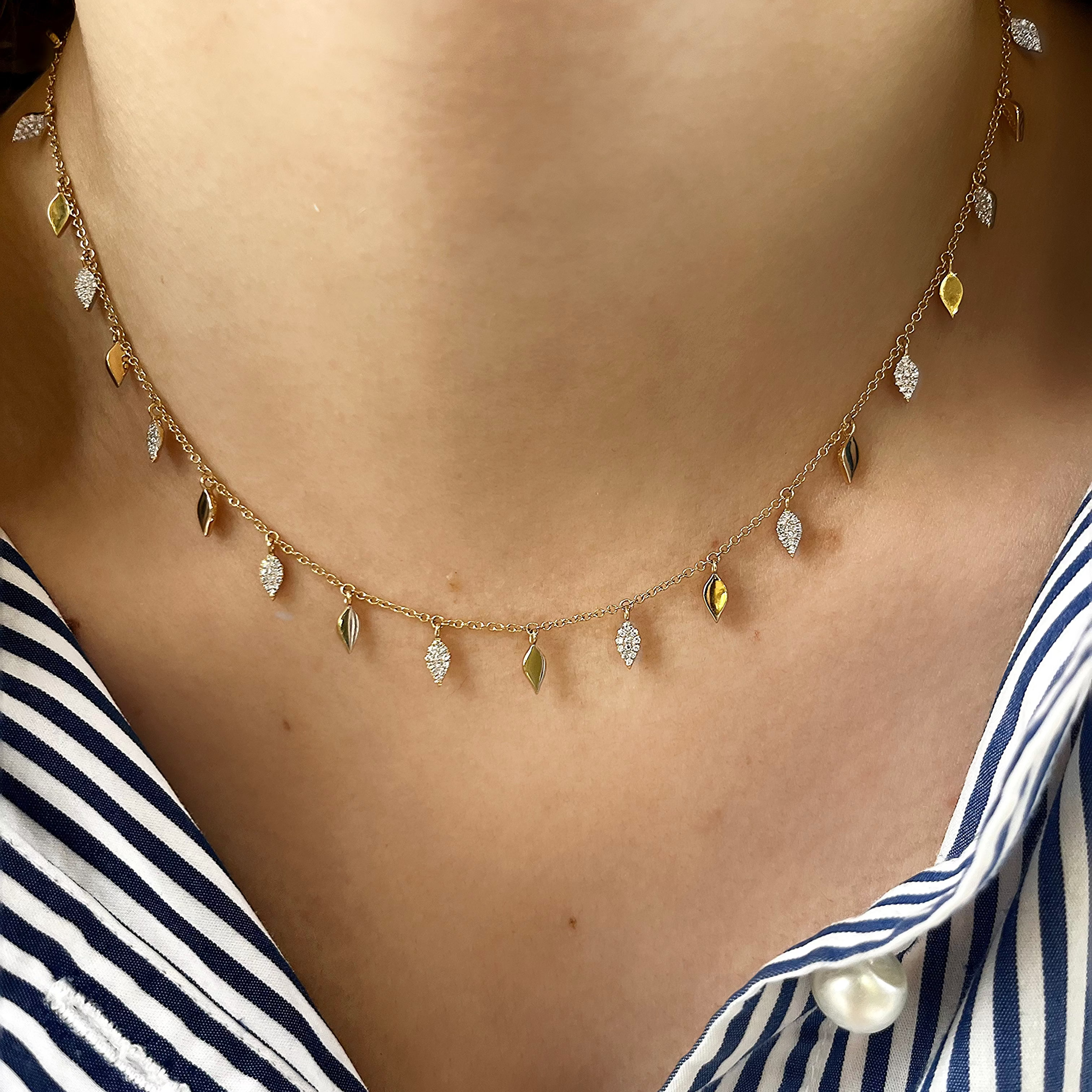 Dangling Diamond Leaf Necklace