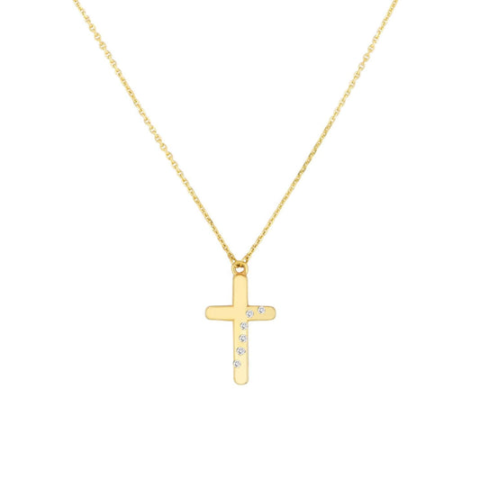 Mini Scattered Diamond Cross Necklace
