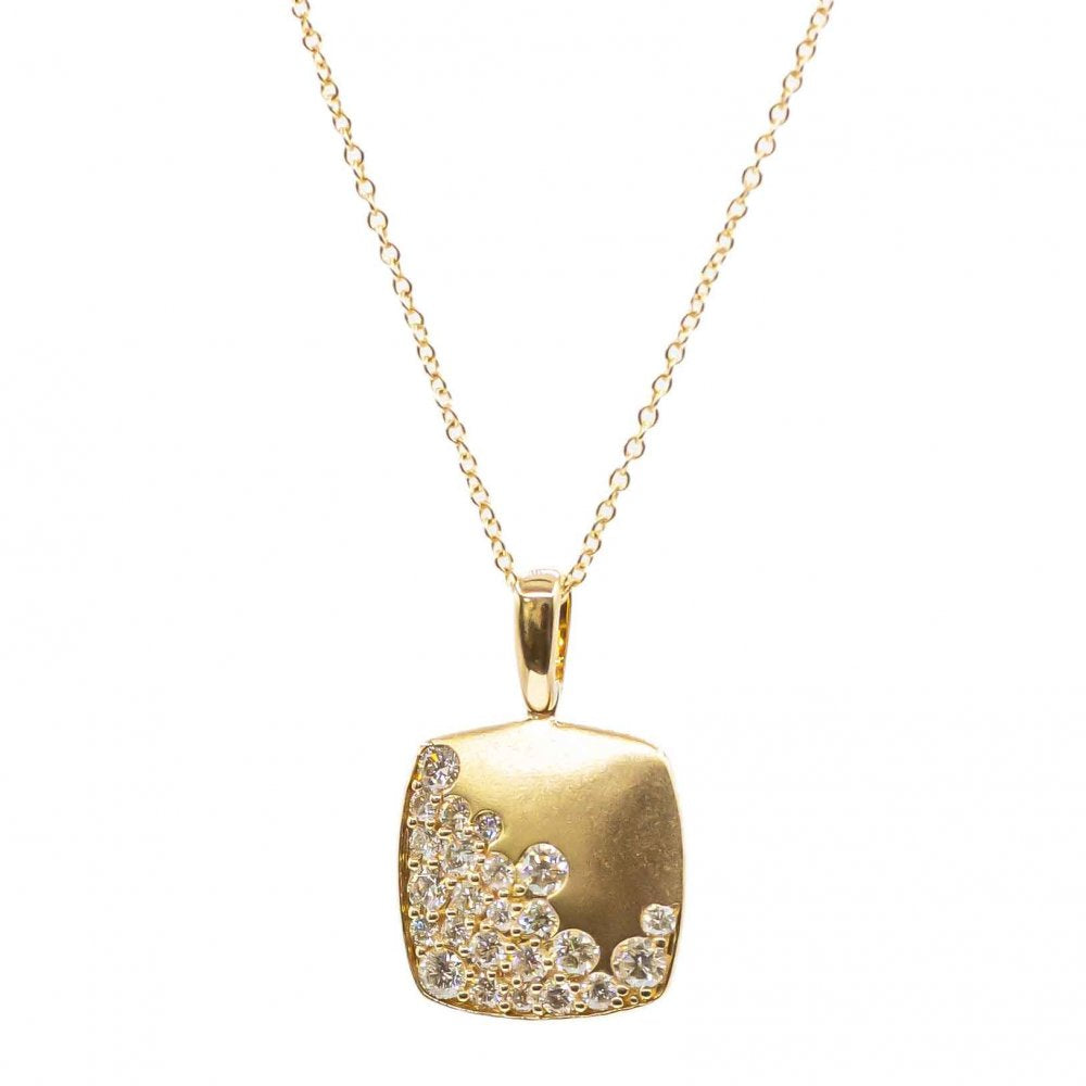 SCATTERED DIAMOND SQUARE PENDANT NECKLACE