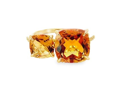 YELLOW GOLD CITRINE AND DIAMOND RING
