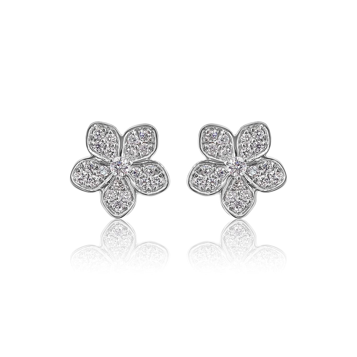 Pave Diamond Flower Earrings