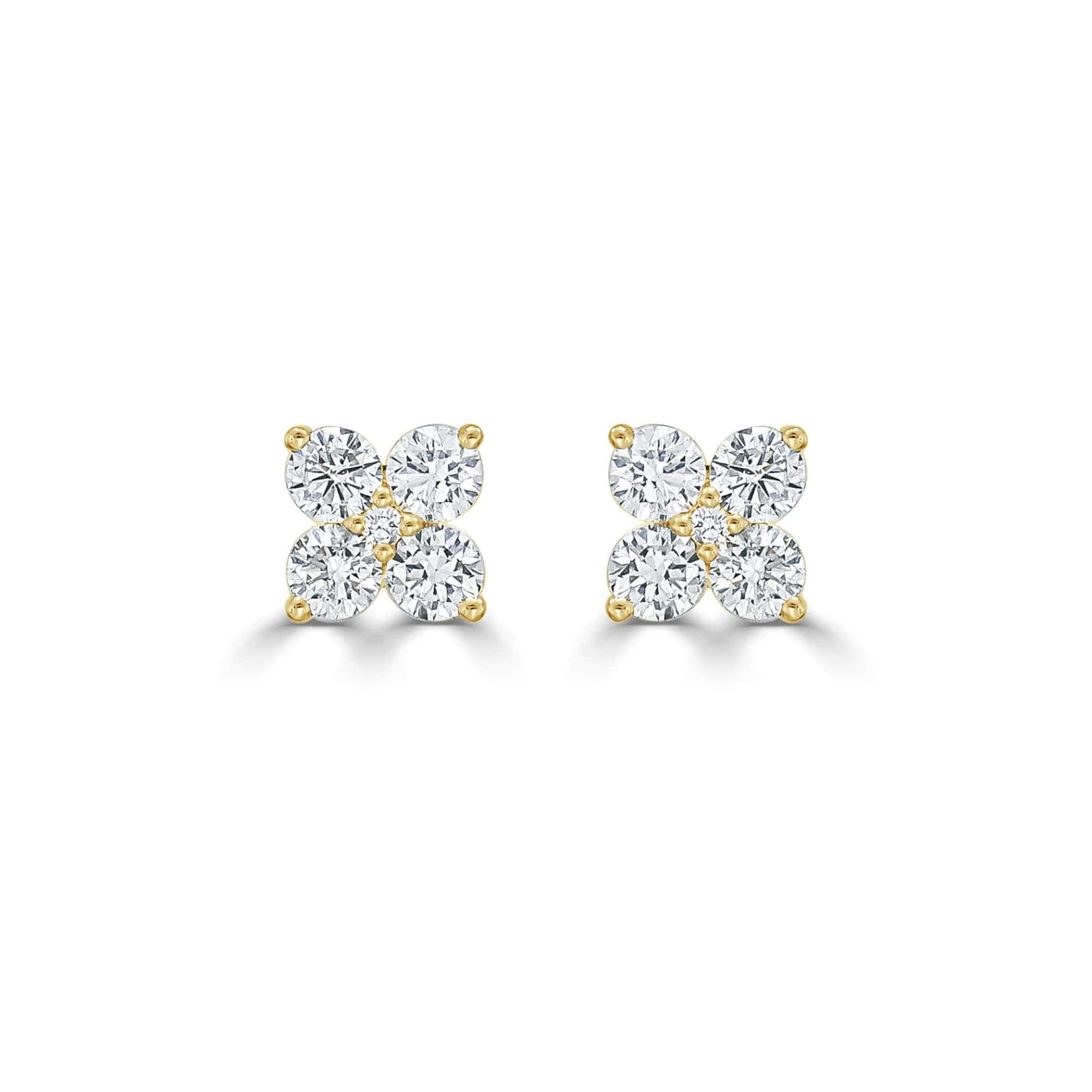 Small 5 Stone Diamond Flower Studs