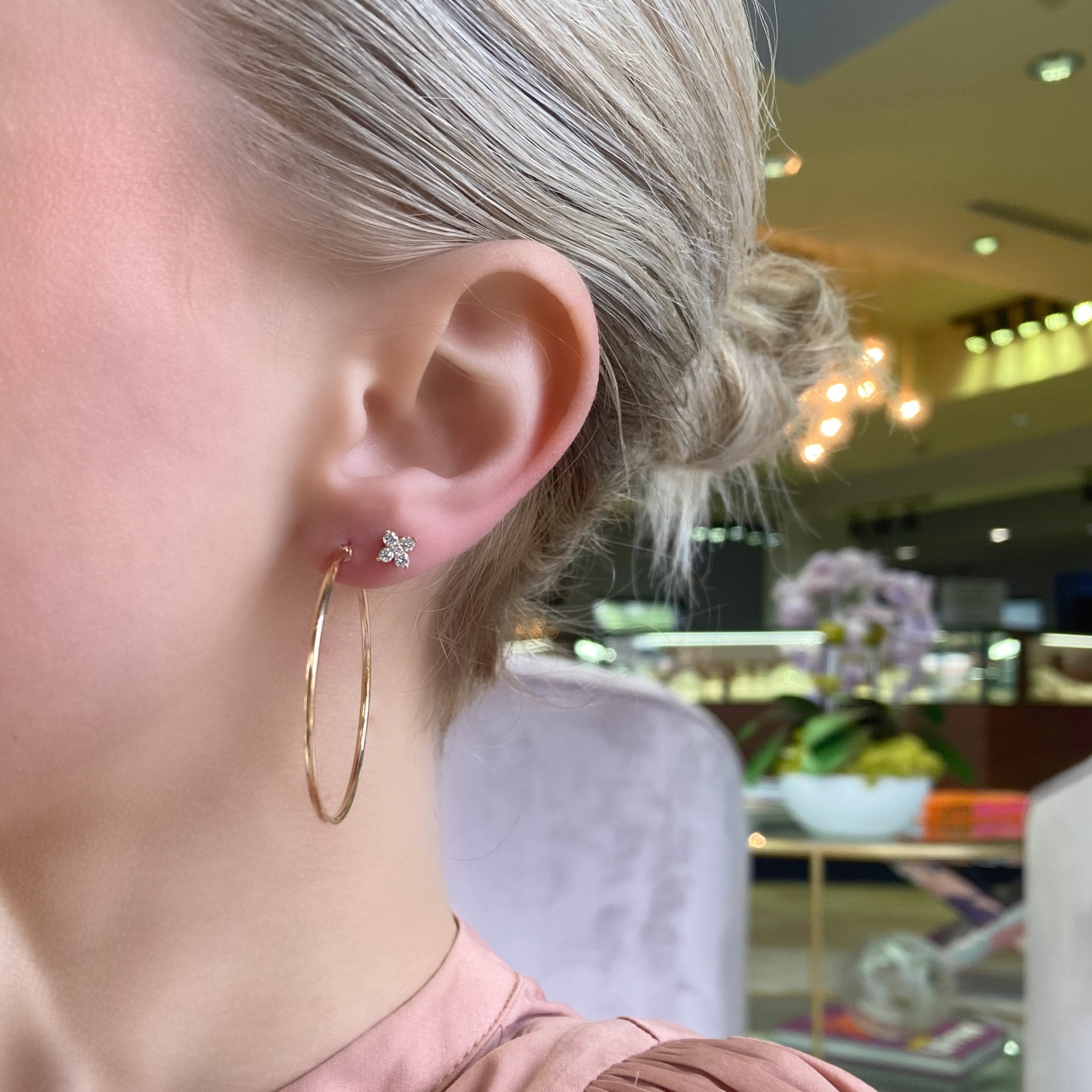 Small 5 Stone Diamond Flower Studs