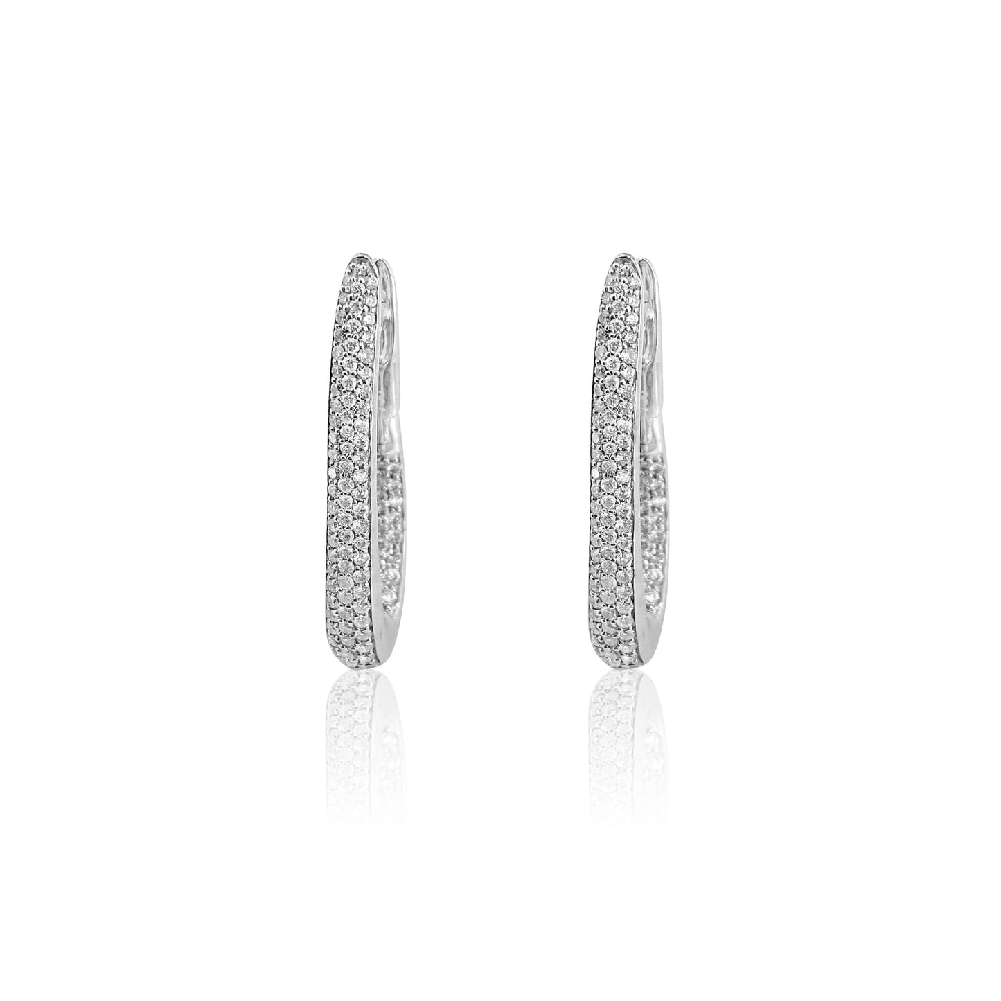 Elongated Pavé Diamond Hoops