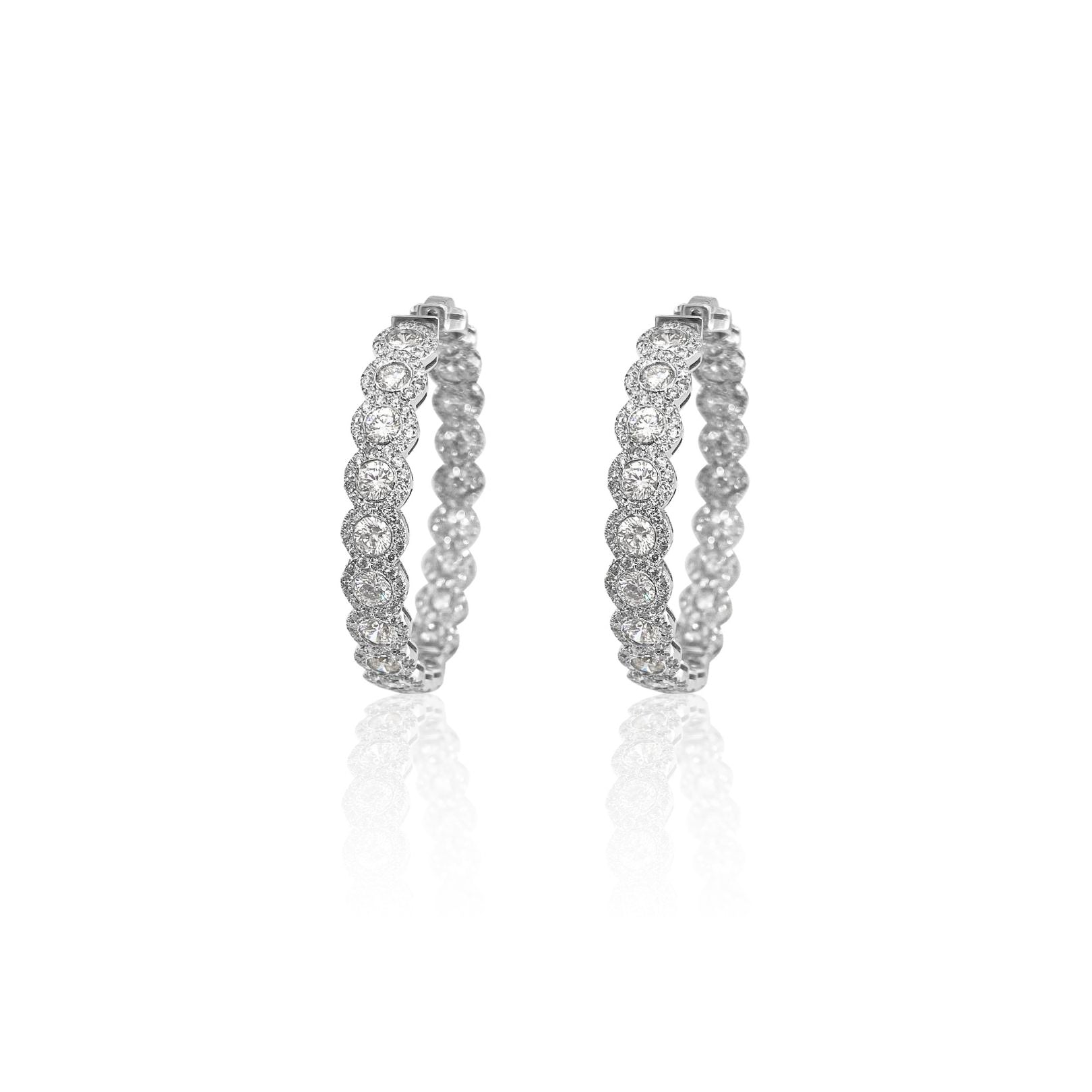 Jumbo Diamond Halo Hoop Earrings