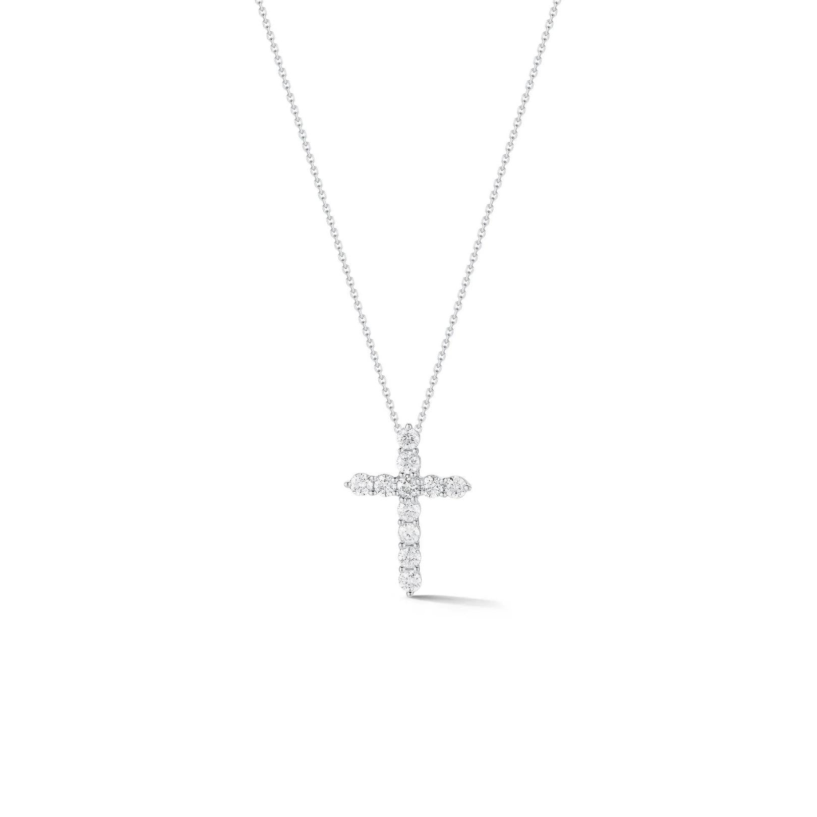 Diamond Cross Pendant Necklace in White Gold