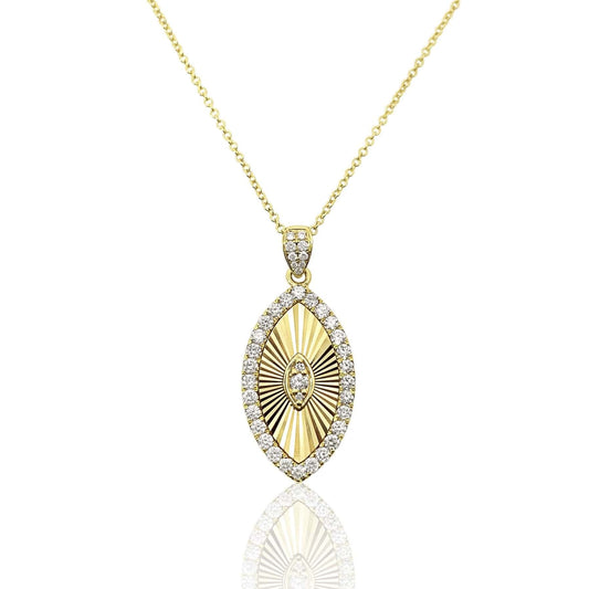 Fluted Diamond Pendant Necklace