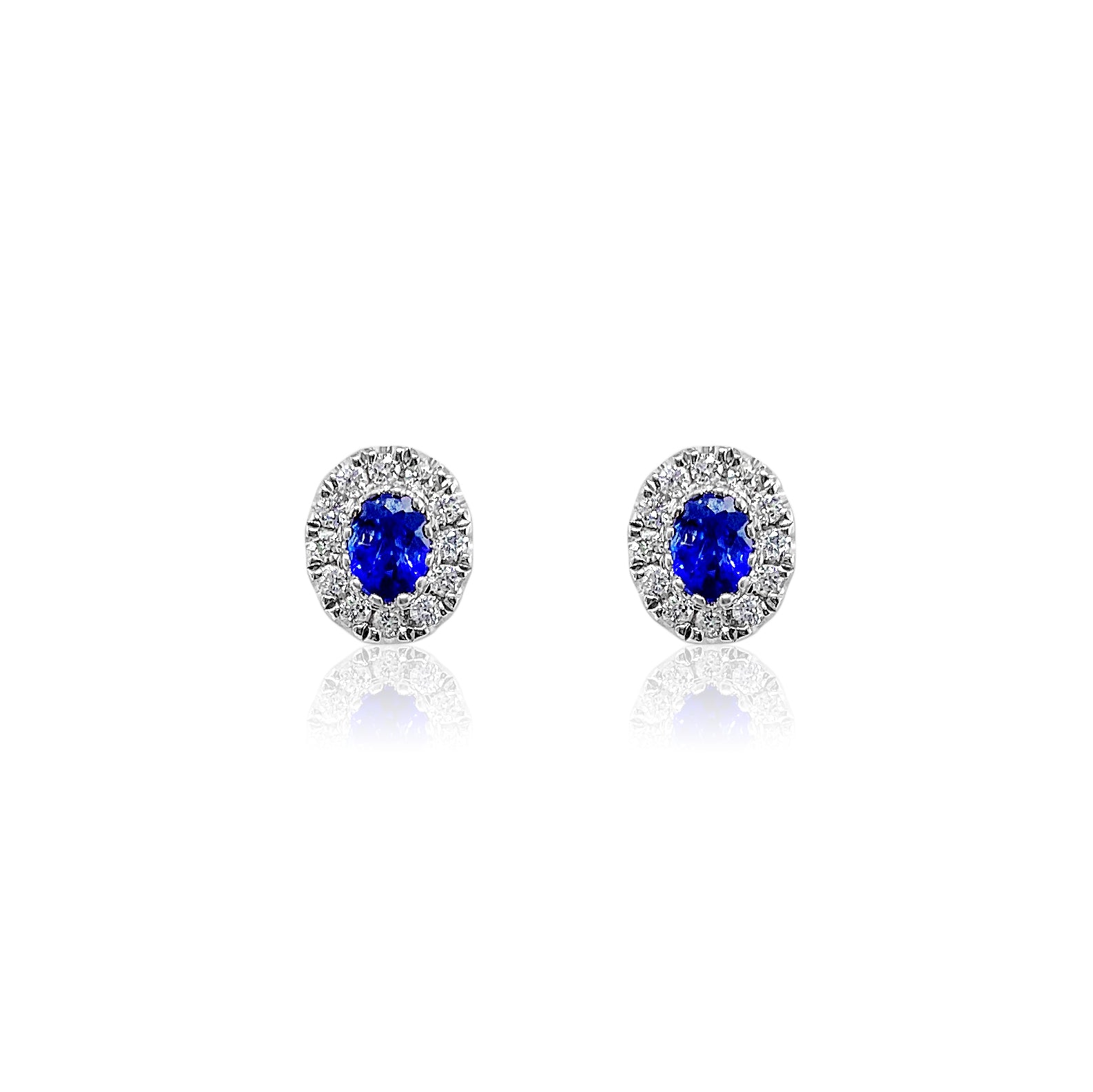 Diamond and Oval Sapphire Earrings