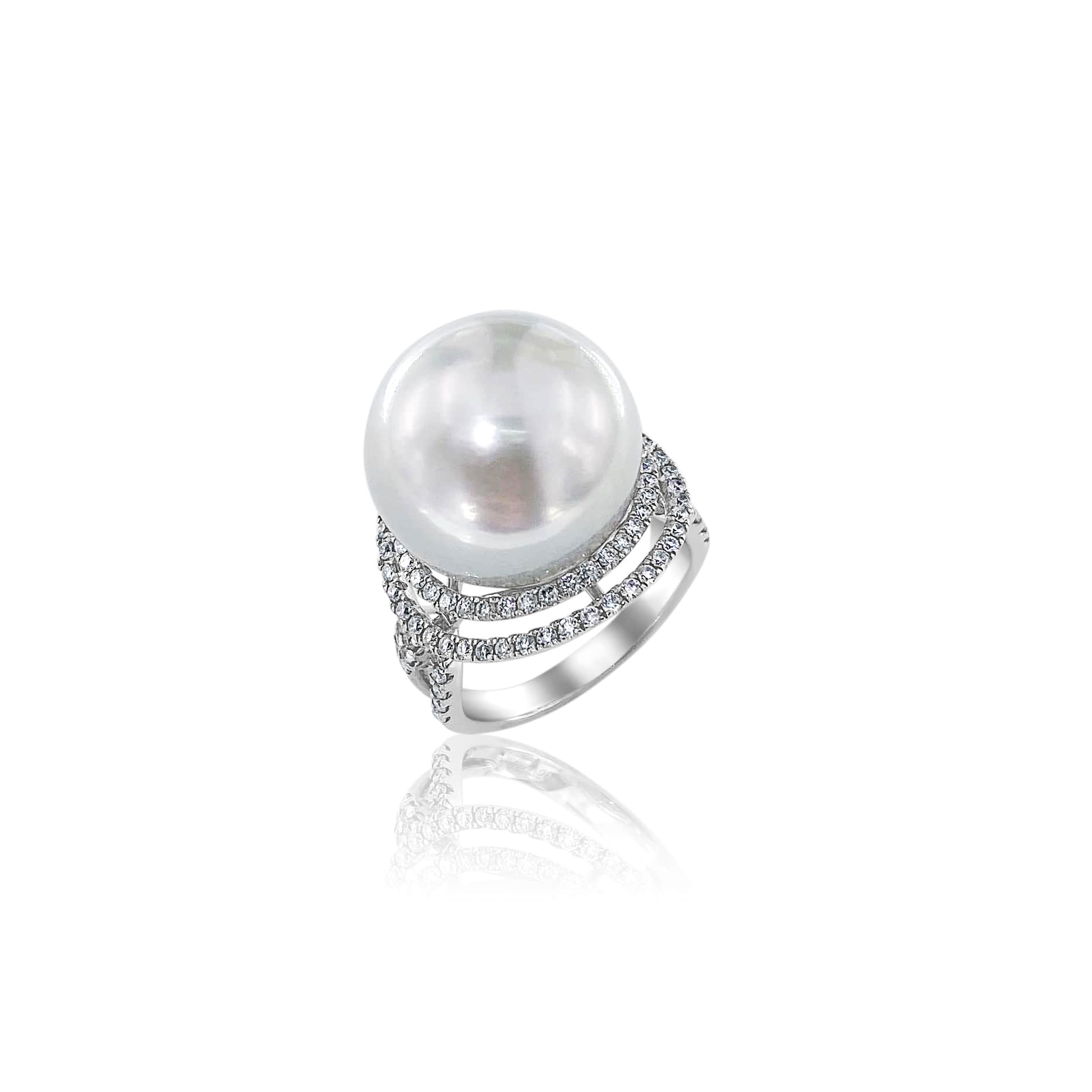 South Sea Pearl and Diamond Cocktail Ring
