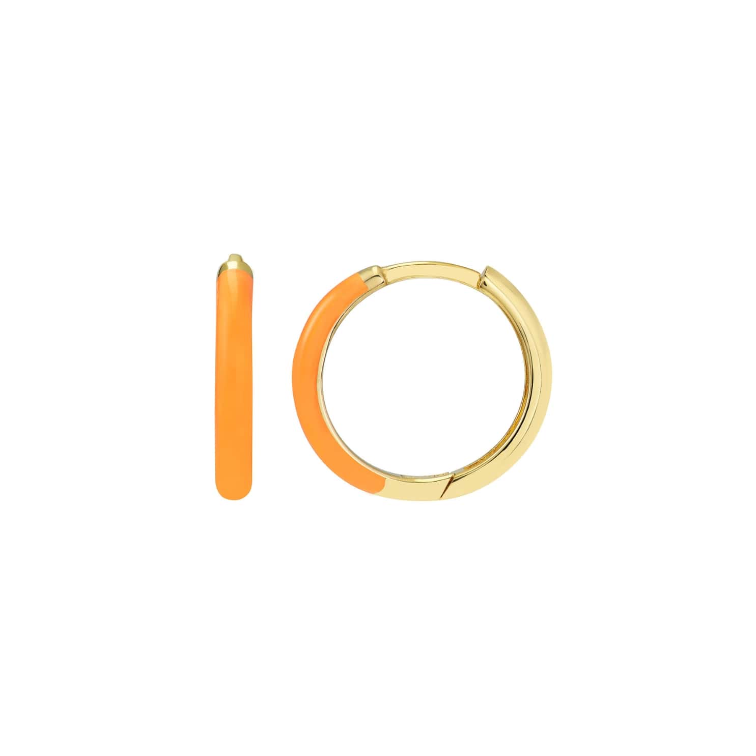 Reversible Neon Orange Enamel Hoops