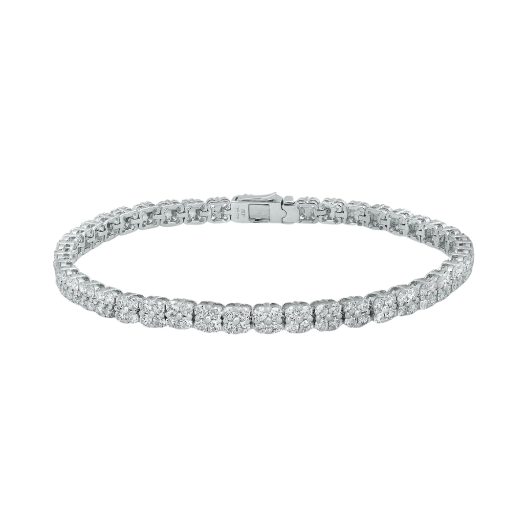 Square Cluster Diamond Tennis Bracelet