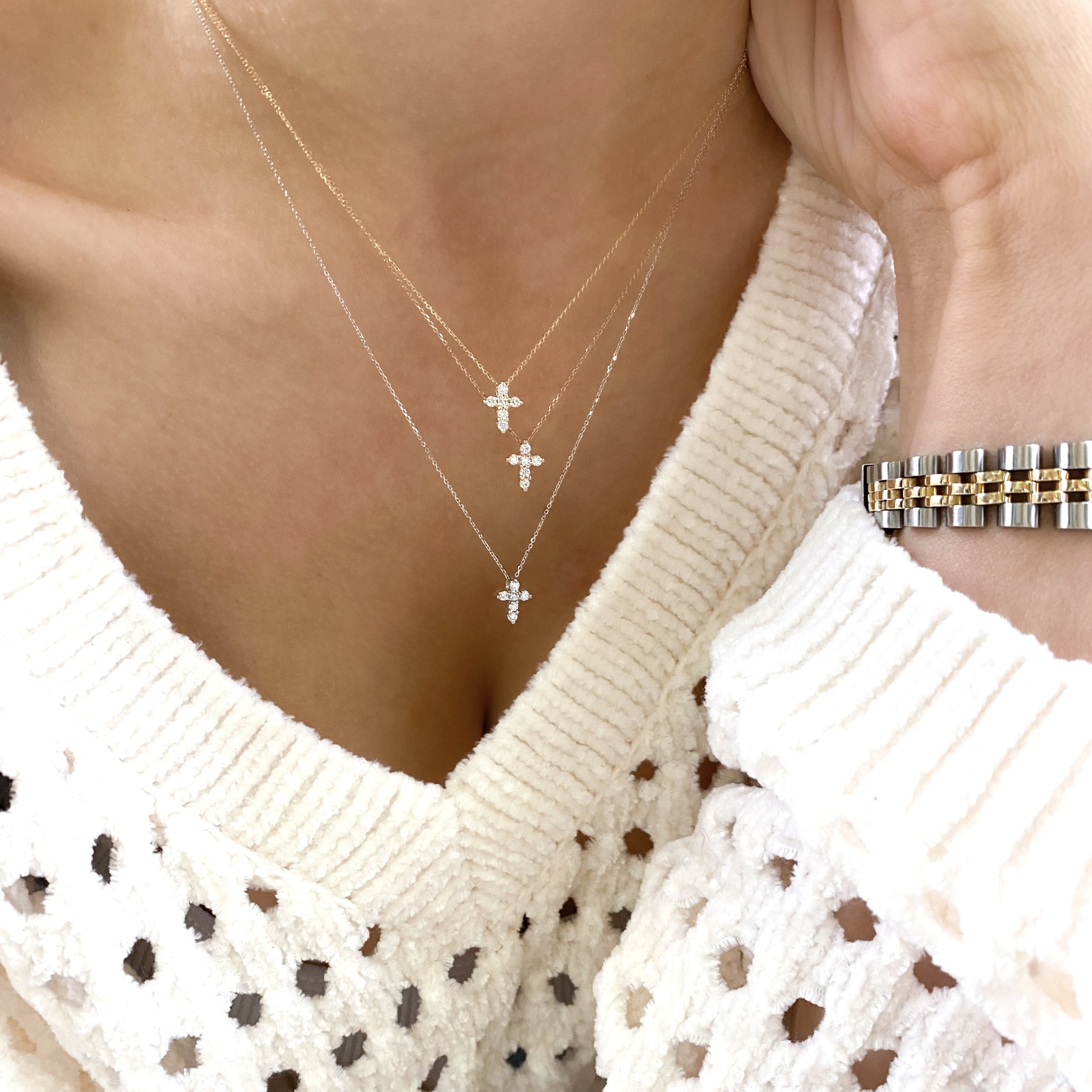 Baby Diamond Cross Necklace