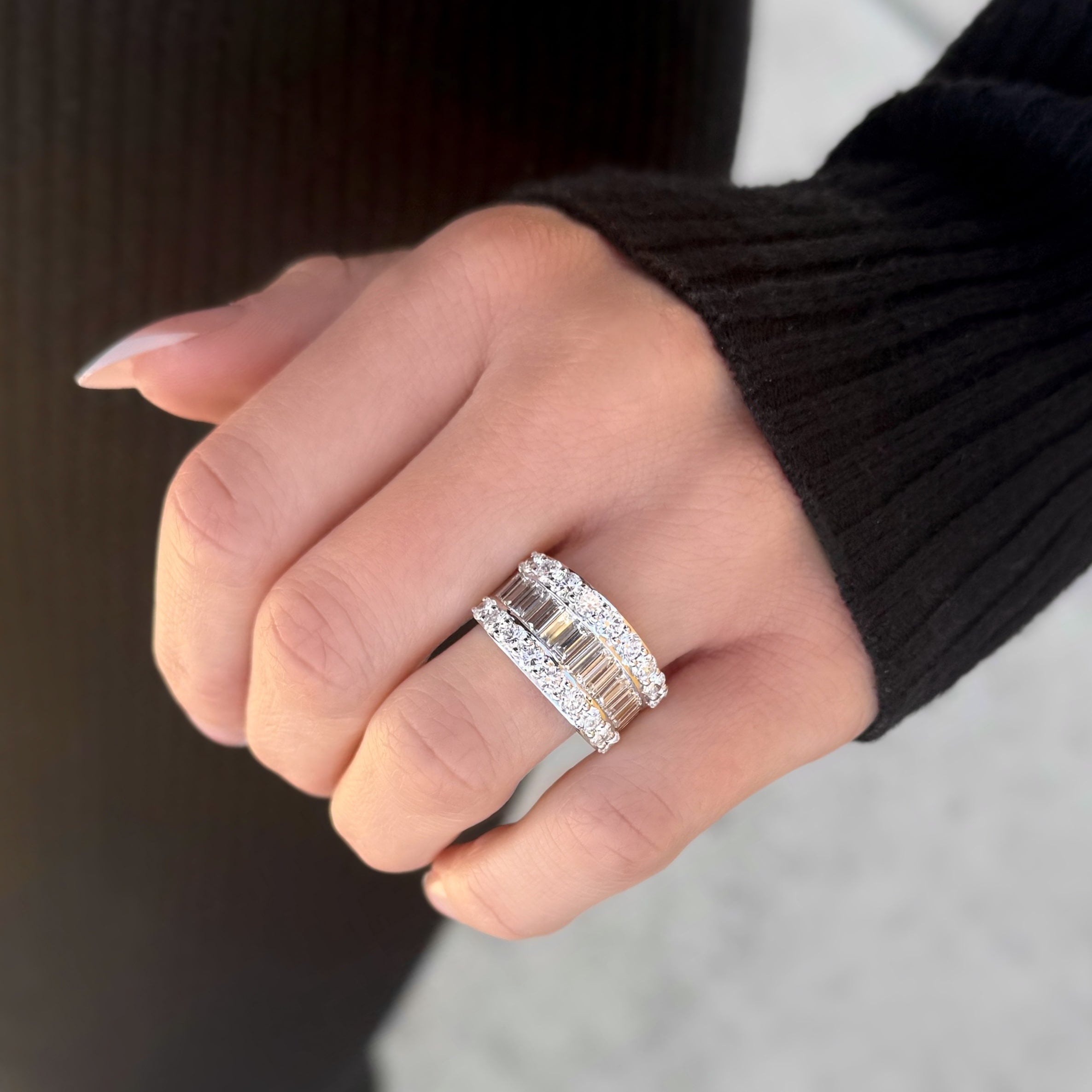 Baguette and Round Diamond Statement Ring