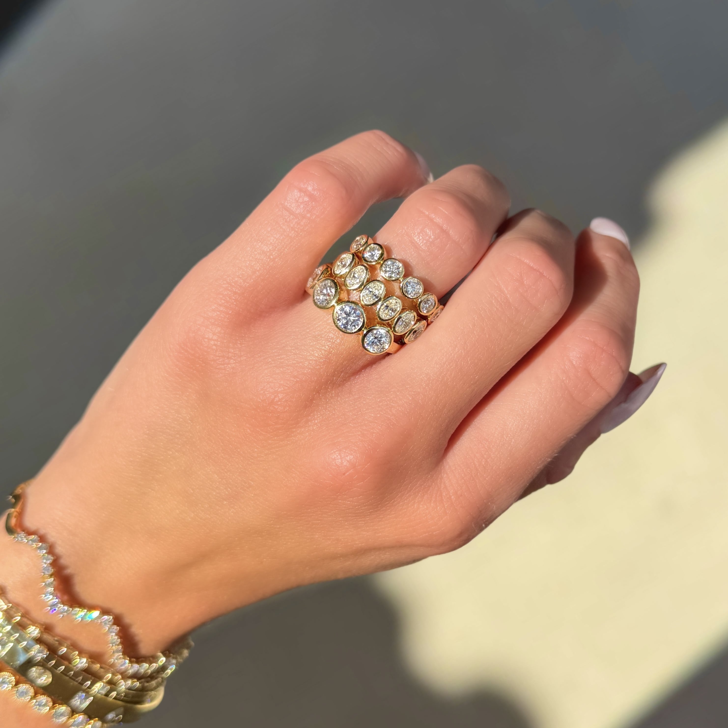 5 Stone Diamond Bezel Band