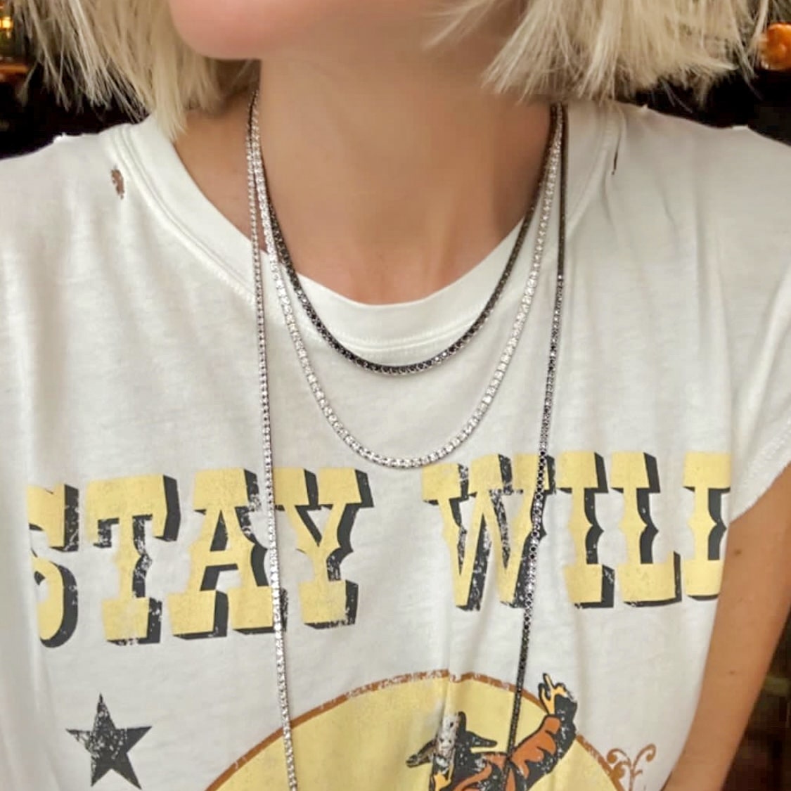 Halfway Black Diamond Tennis Necklace