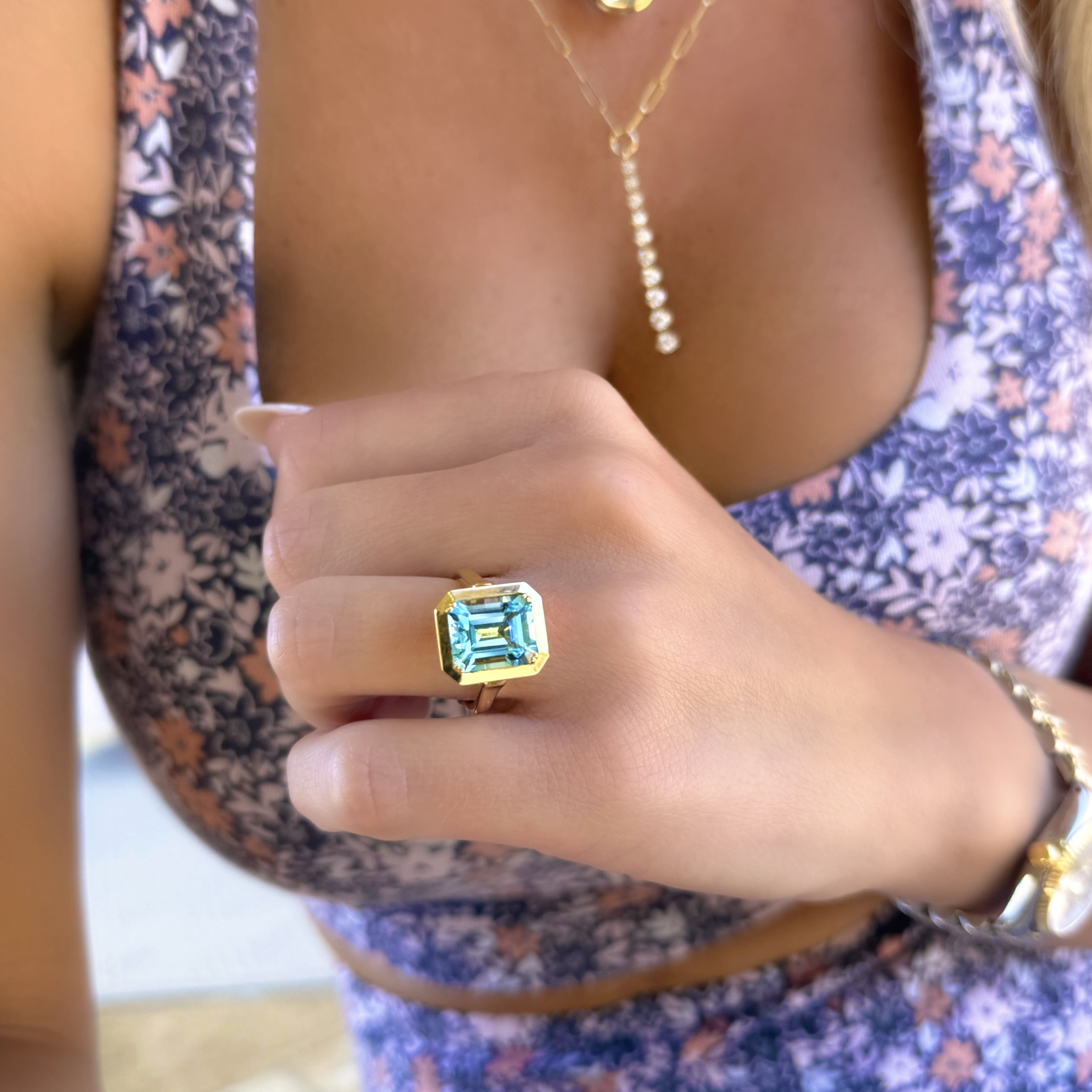 Bezel Set Sky Blue Topaz Ring