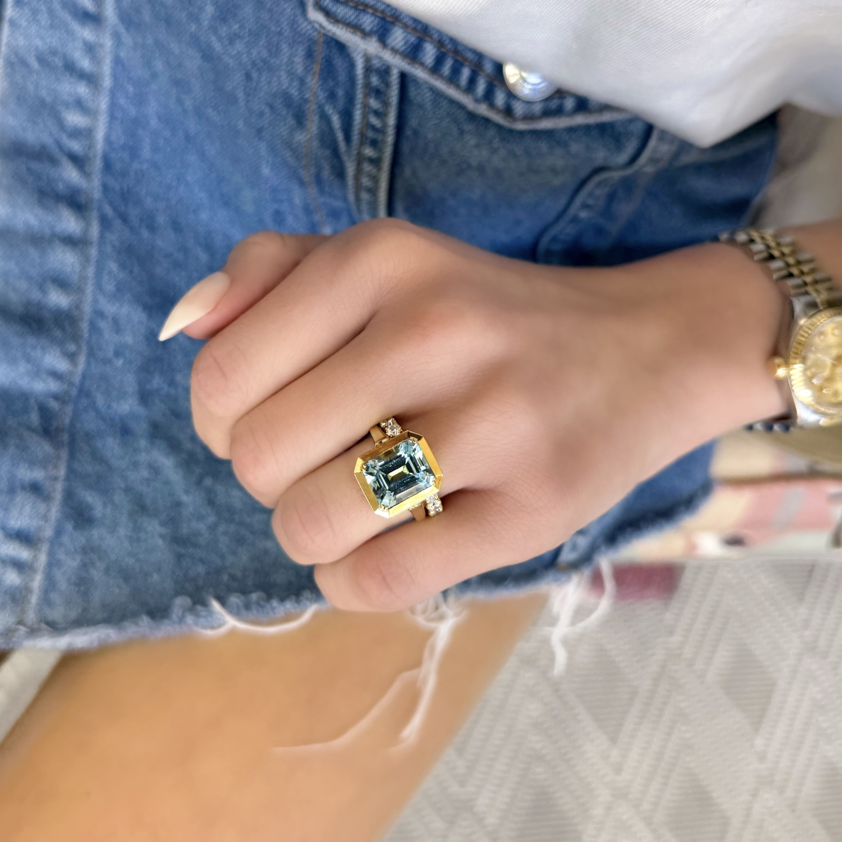 Bezel Set Sky Blue Topaz Ring