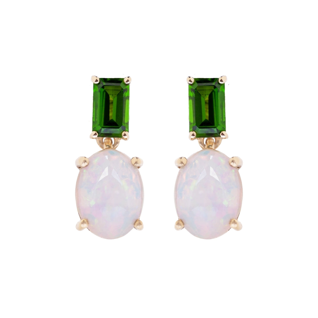 Opal and Diopside Drop Earrings