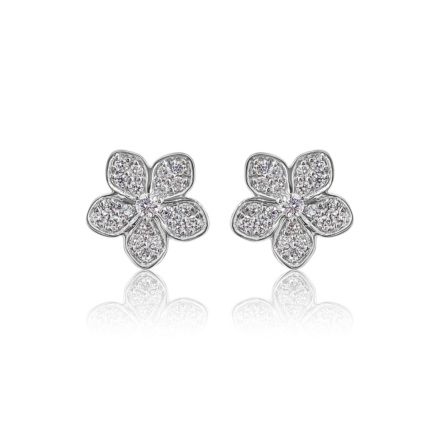 Pave Diamond Flower Earrings