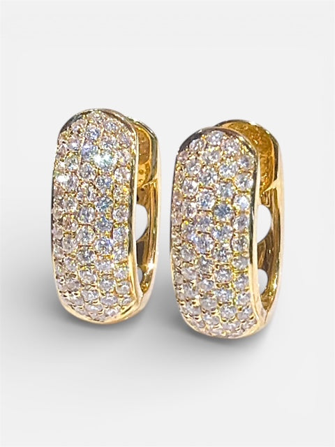 DIAMOND PAVE HUGGIE HOOP EARRINGS