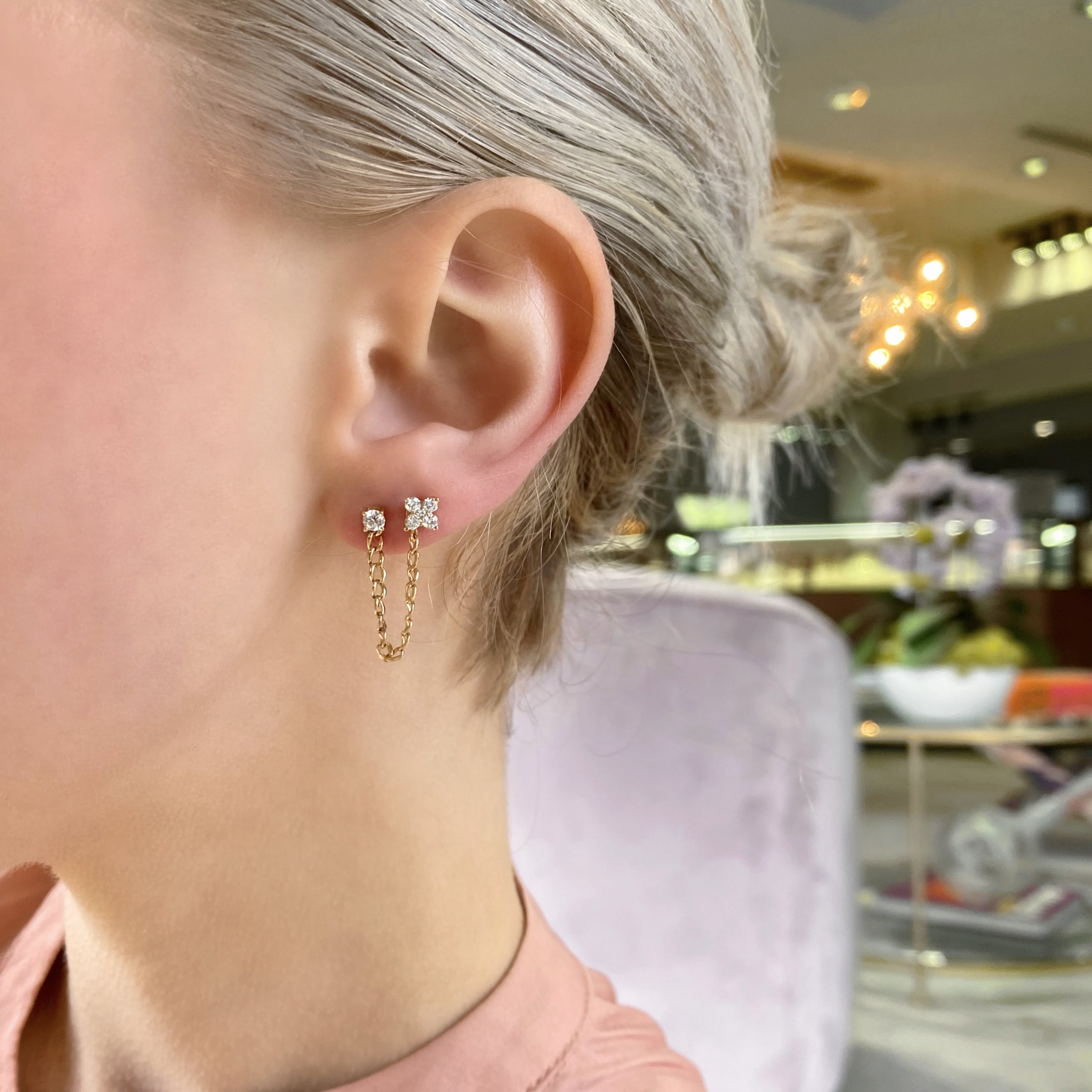 5 Stone Diamond Flower Studs