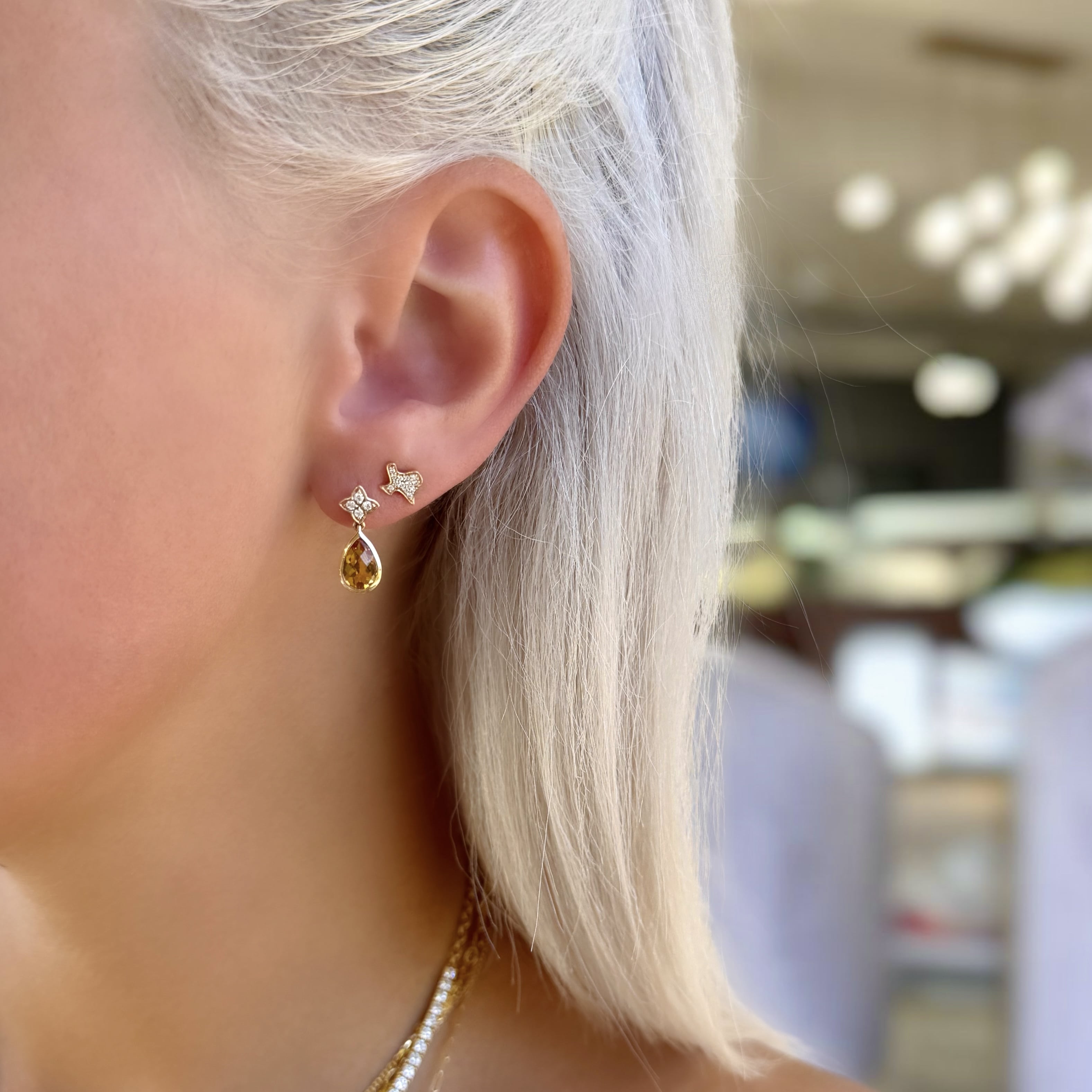 Citrine and Diamond Drop Earrings